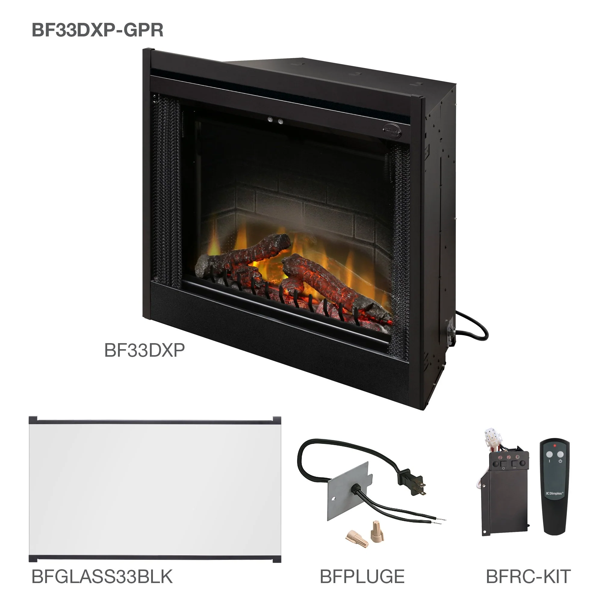Dimplex Deluxe 33" Built-In Electric Firebox with Glass Pane Kit/Plug Kit/RC - BF33DXP-GPR - Image 4