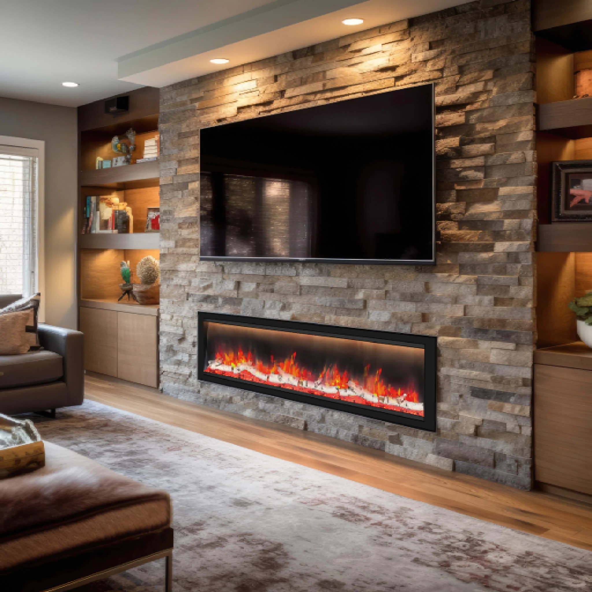 Dynasty Allegro 76" Black Smart Linear Electric Fireplace [DY-BFM76] - Image 3