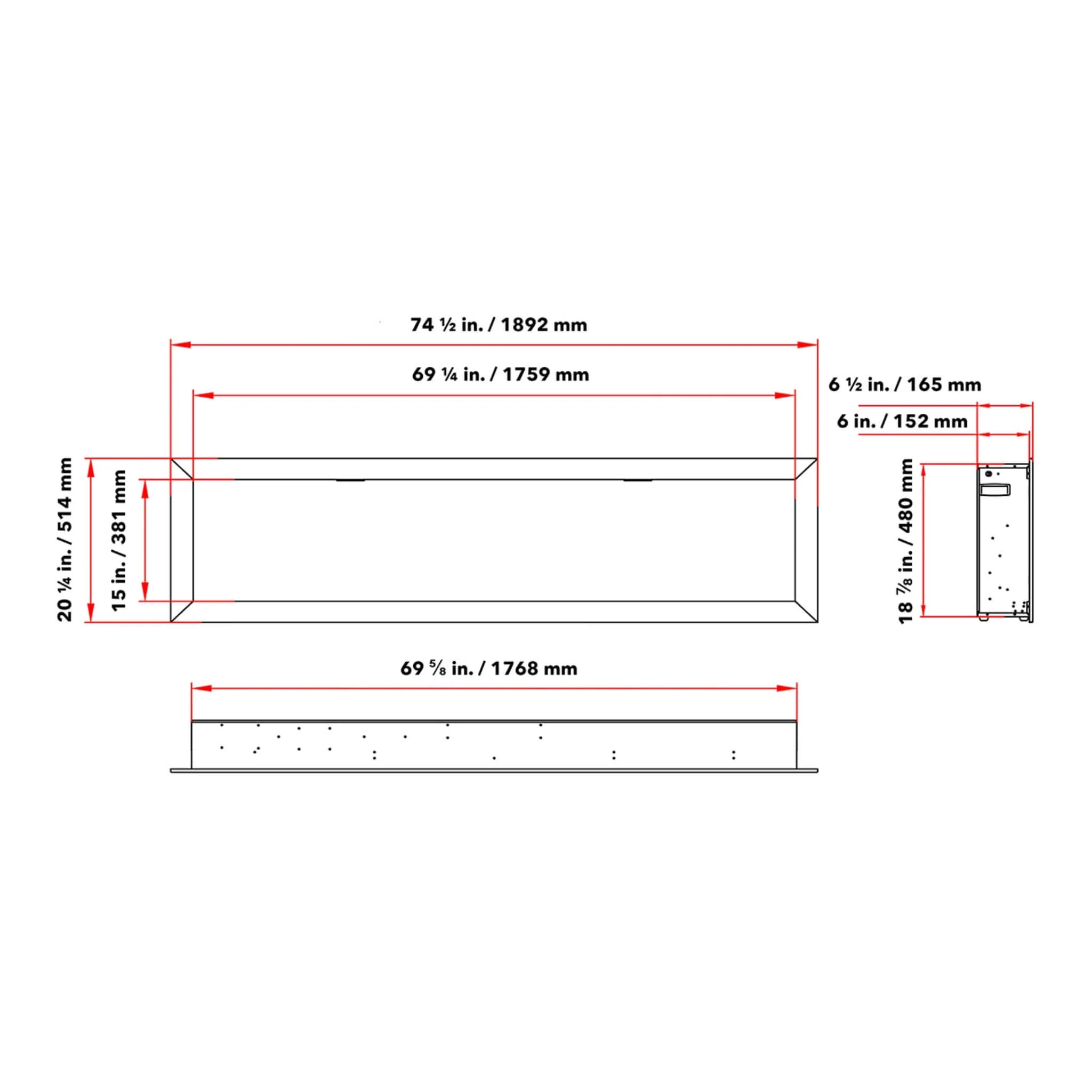 Dynasty Cascade 74" Smart Linear Electric Fireplace [DY-BTX74] - Image 3
