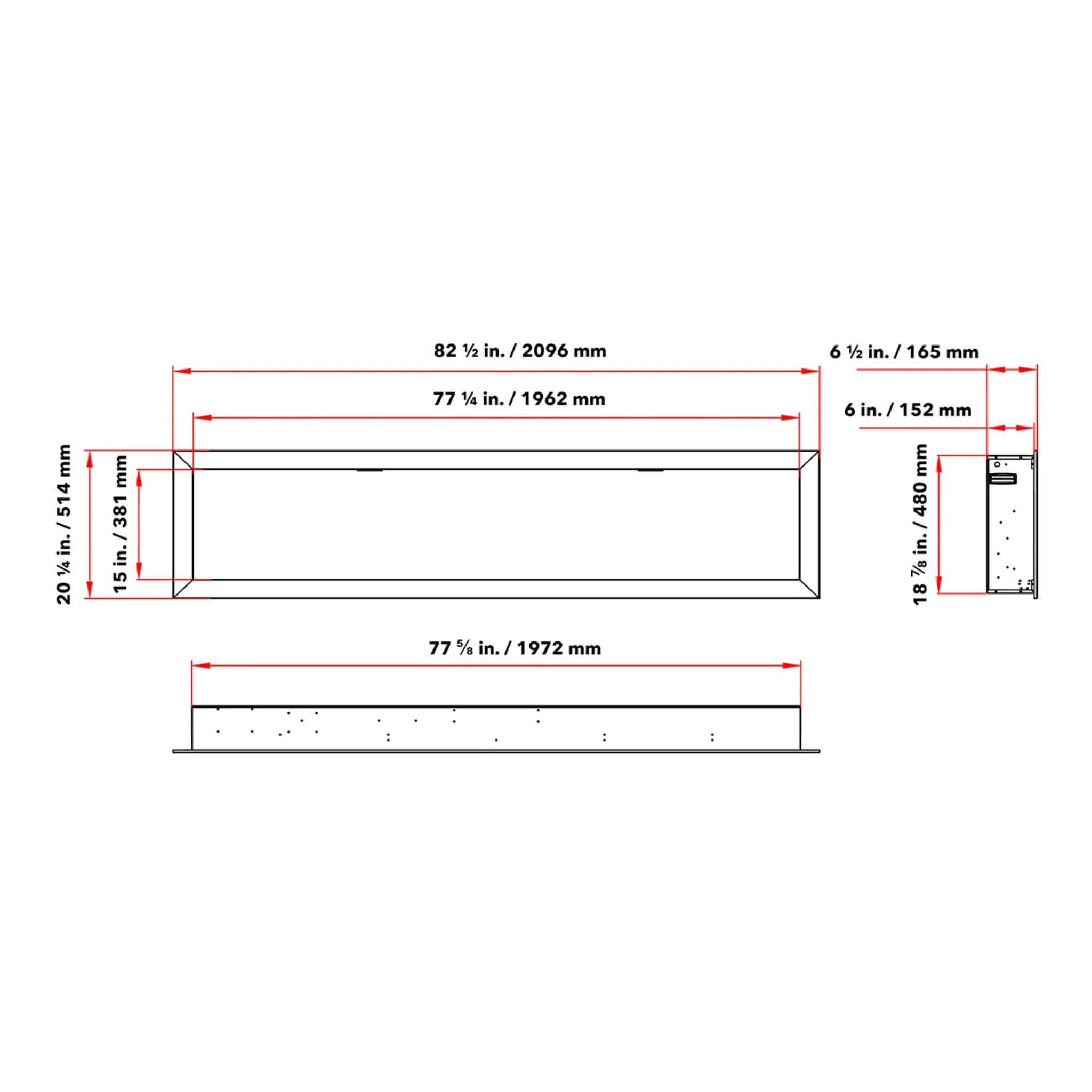 Dynasty Cascade 82" Recessed Linear Electric Fireplace [DY-BTX82] - Image 5