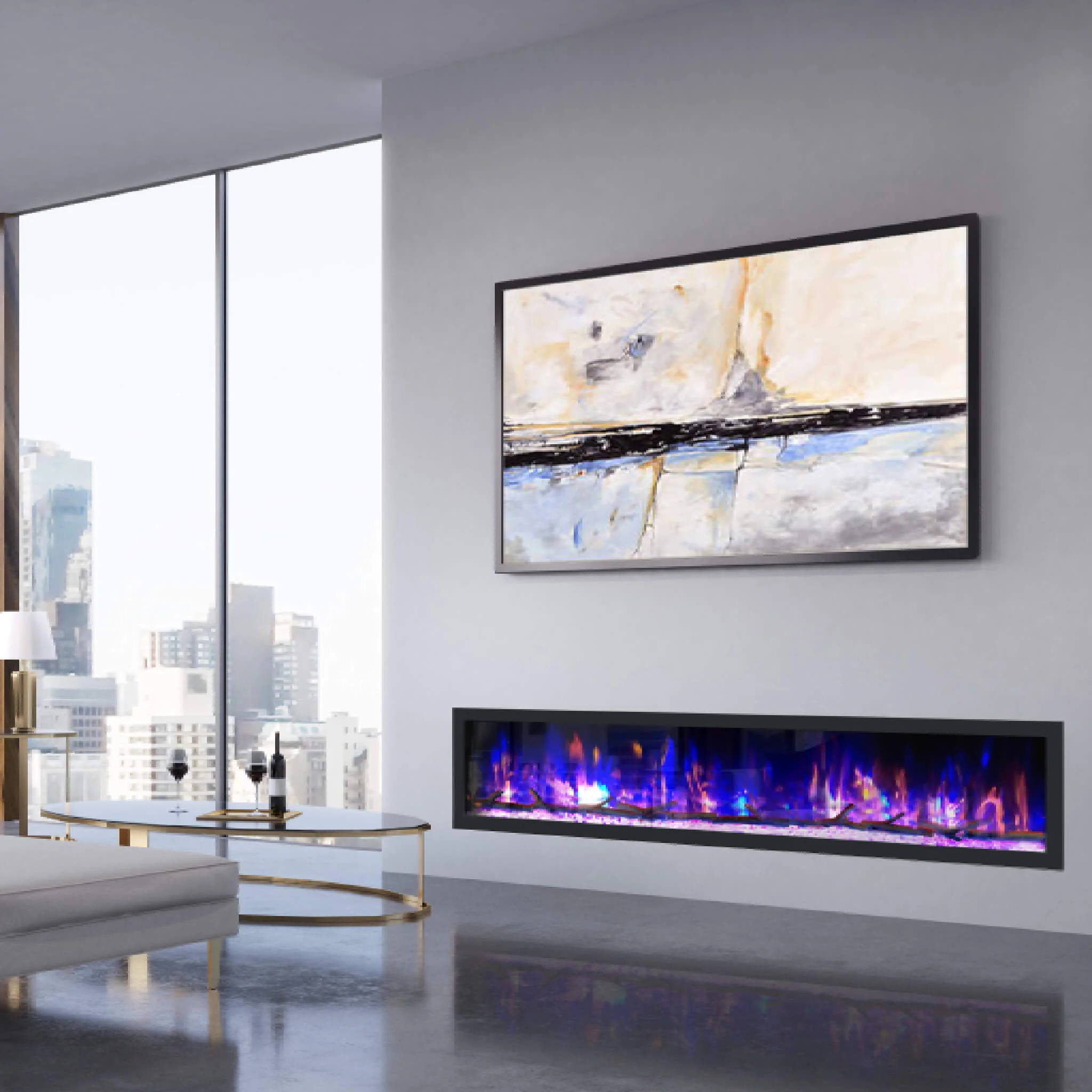 Dynasty Cascade 82" Recessed Linear Electric Fireplace [DY-BTX82] - Image 9