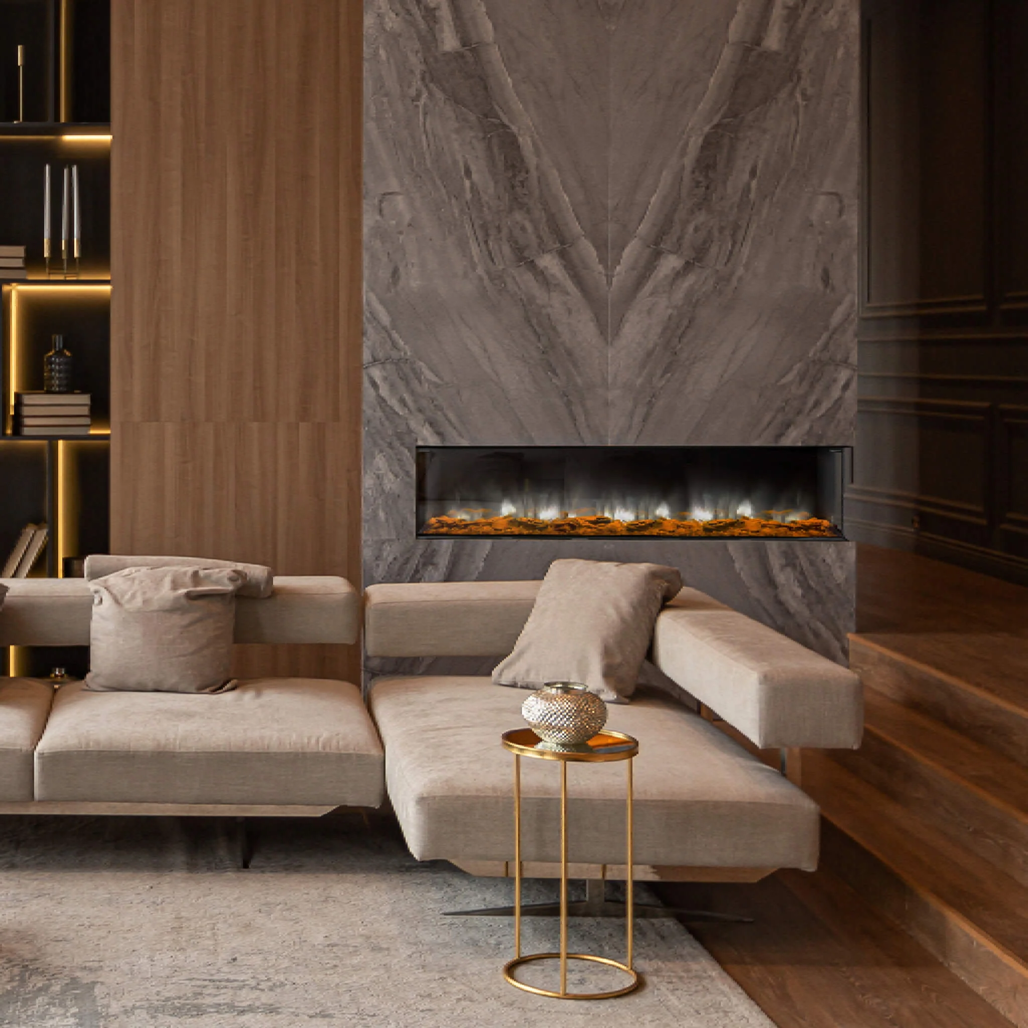 Dynasty Melody 64" Built-In 3 Sided Smart Electric Fireplace [DY-BTS60] - Image 5