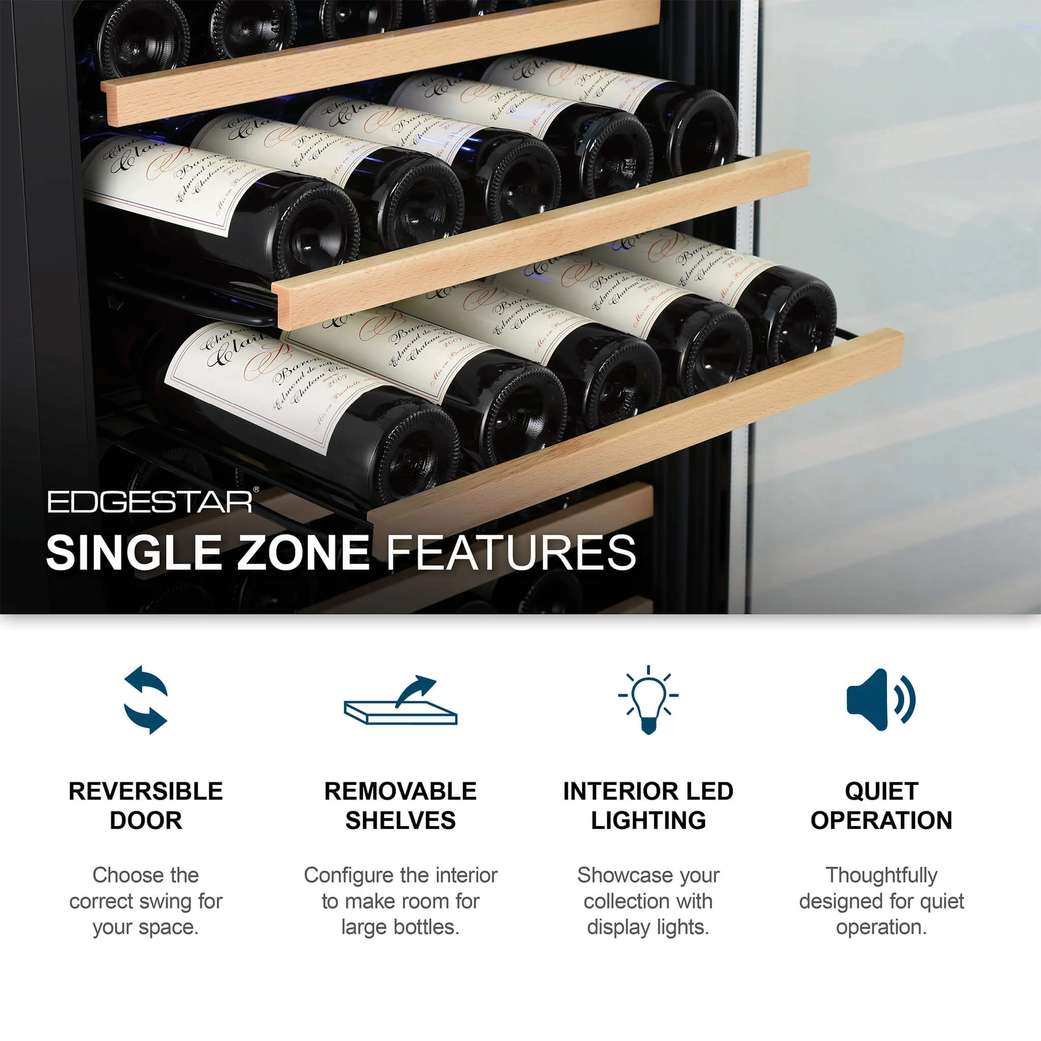 Edgestar 24" Wide 111 Bottle Capacity Freestanding Single Zone Wine Cooler (SAK68320) - Image 9