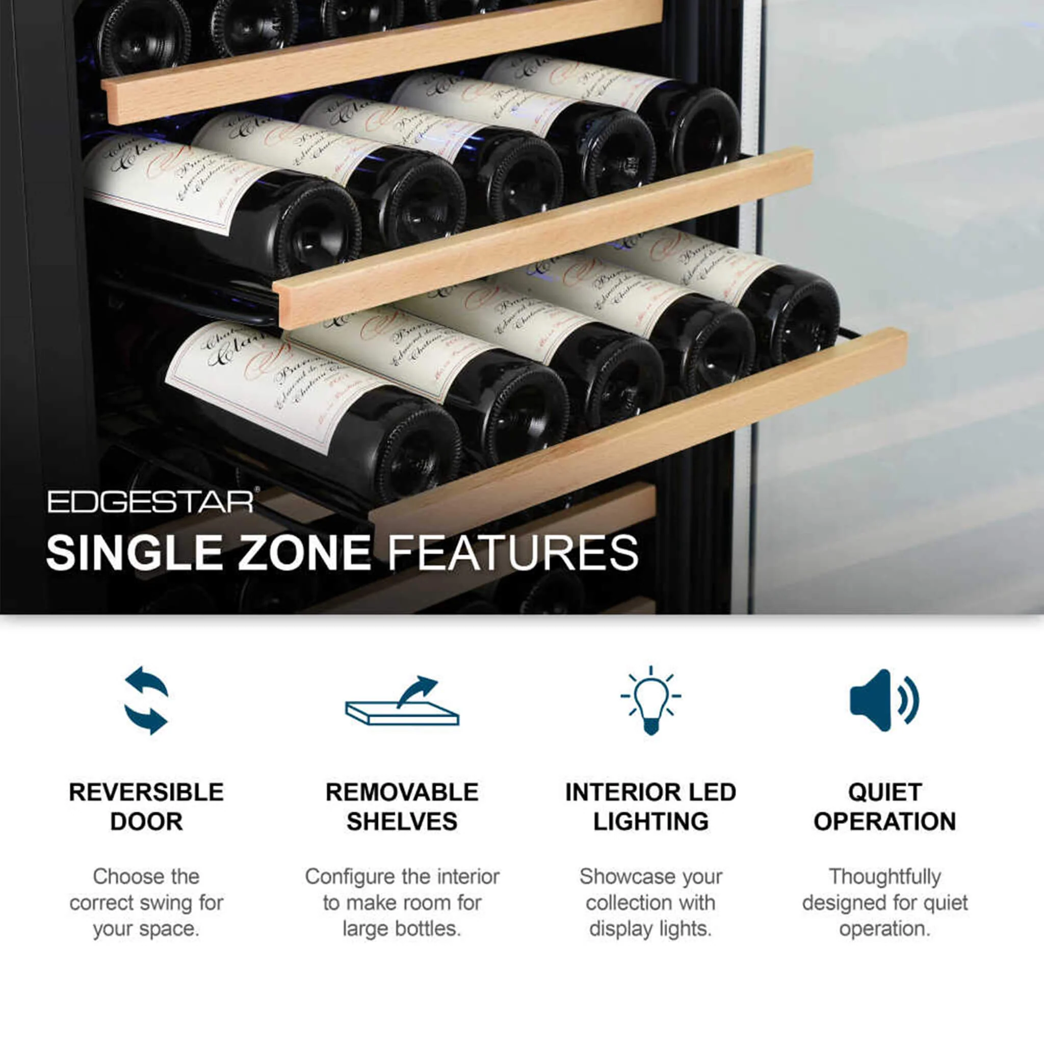 Edgestar 24" Wide 151 Bottle Capacity Freestanding Single Zone Wine Cooler With Even Cooling Technology (SAK30756) - Image 4