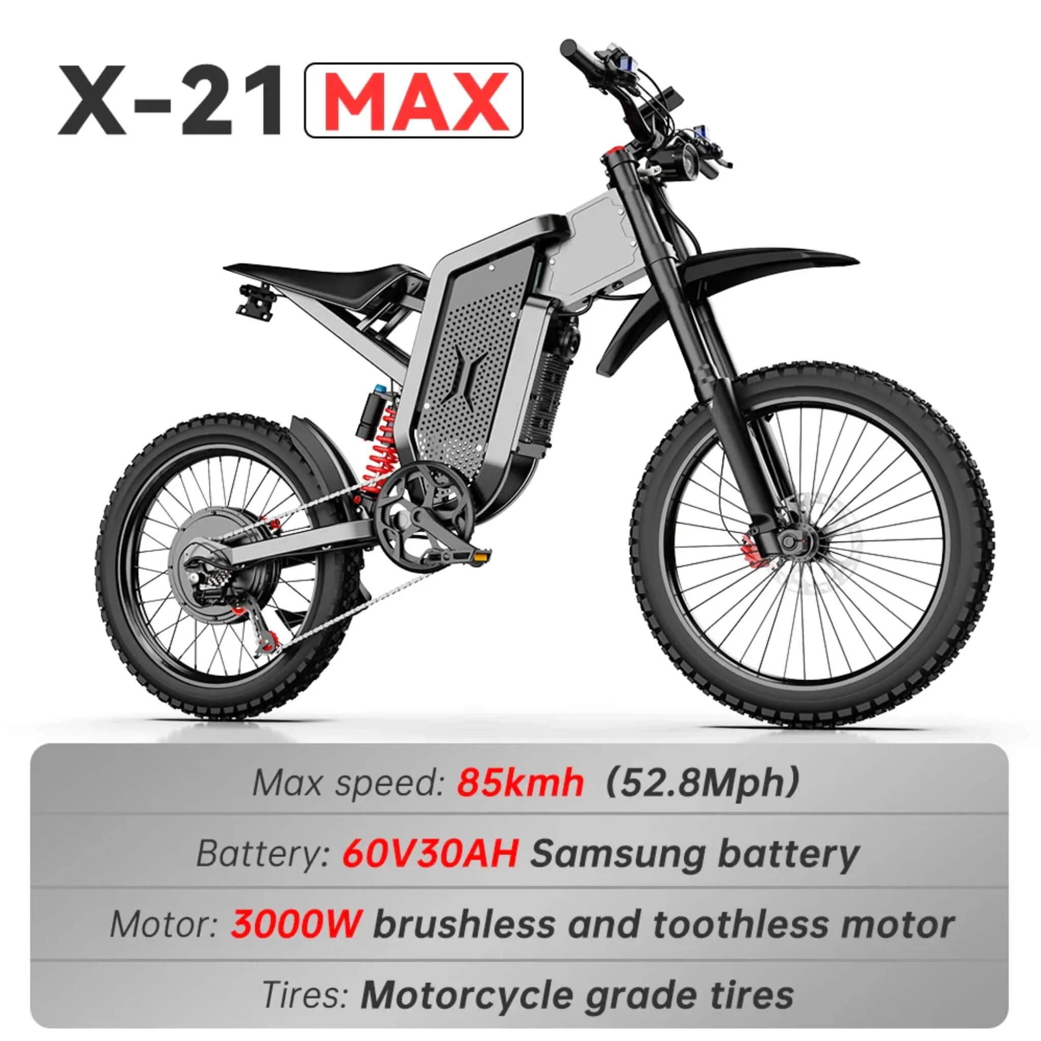 EKX X21 MAX 3000W 60V/30AH Electric Mountain Off-Road Dirt Bike (SAK48016) - Image 8