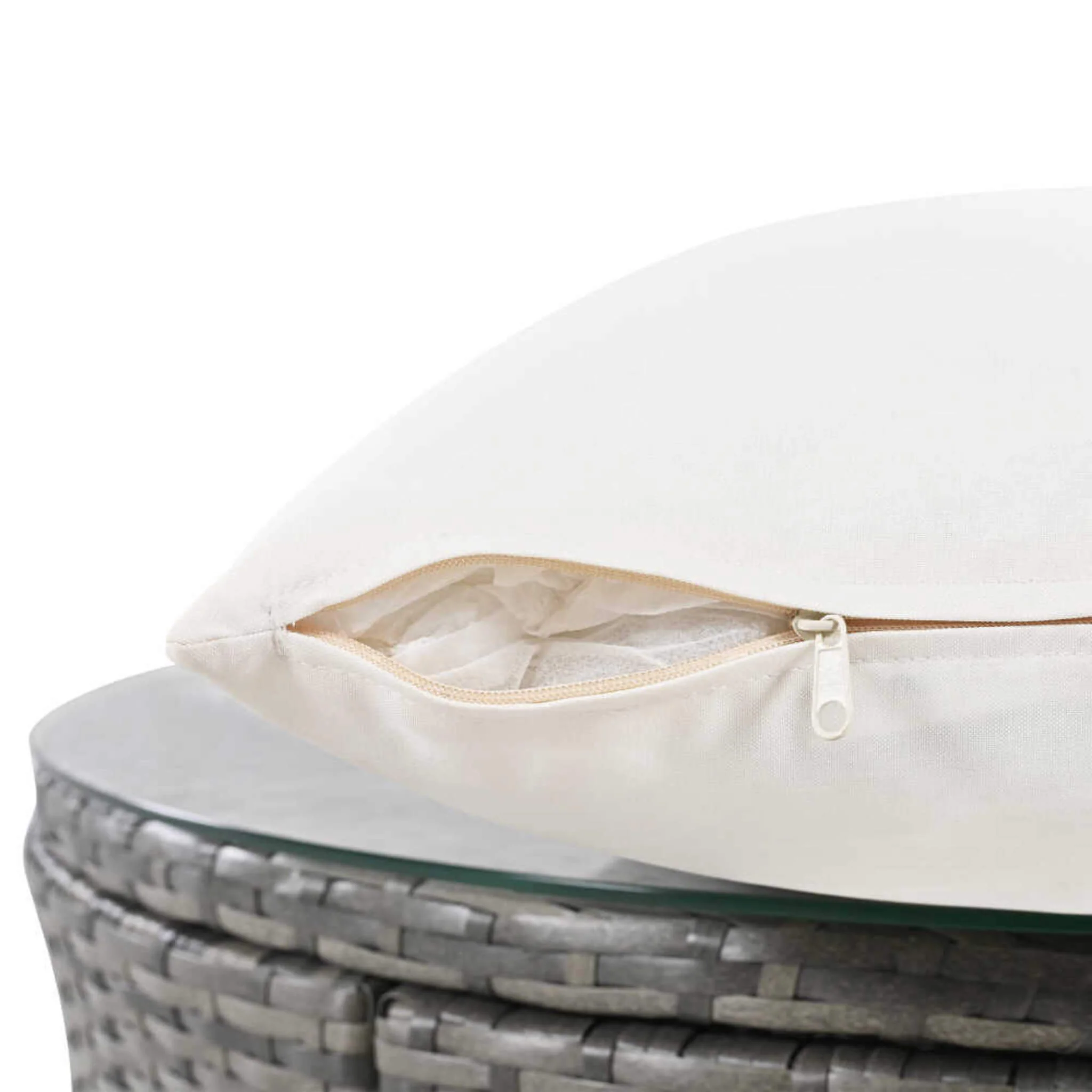 Elegant Beige Circular Rattan Patio Sofa Set With Tempered Glass Coffee Table And 6 Pillows - Image 17