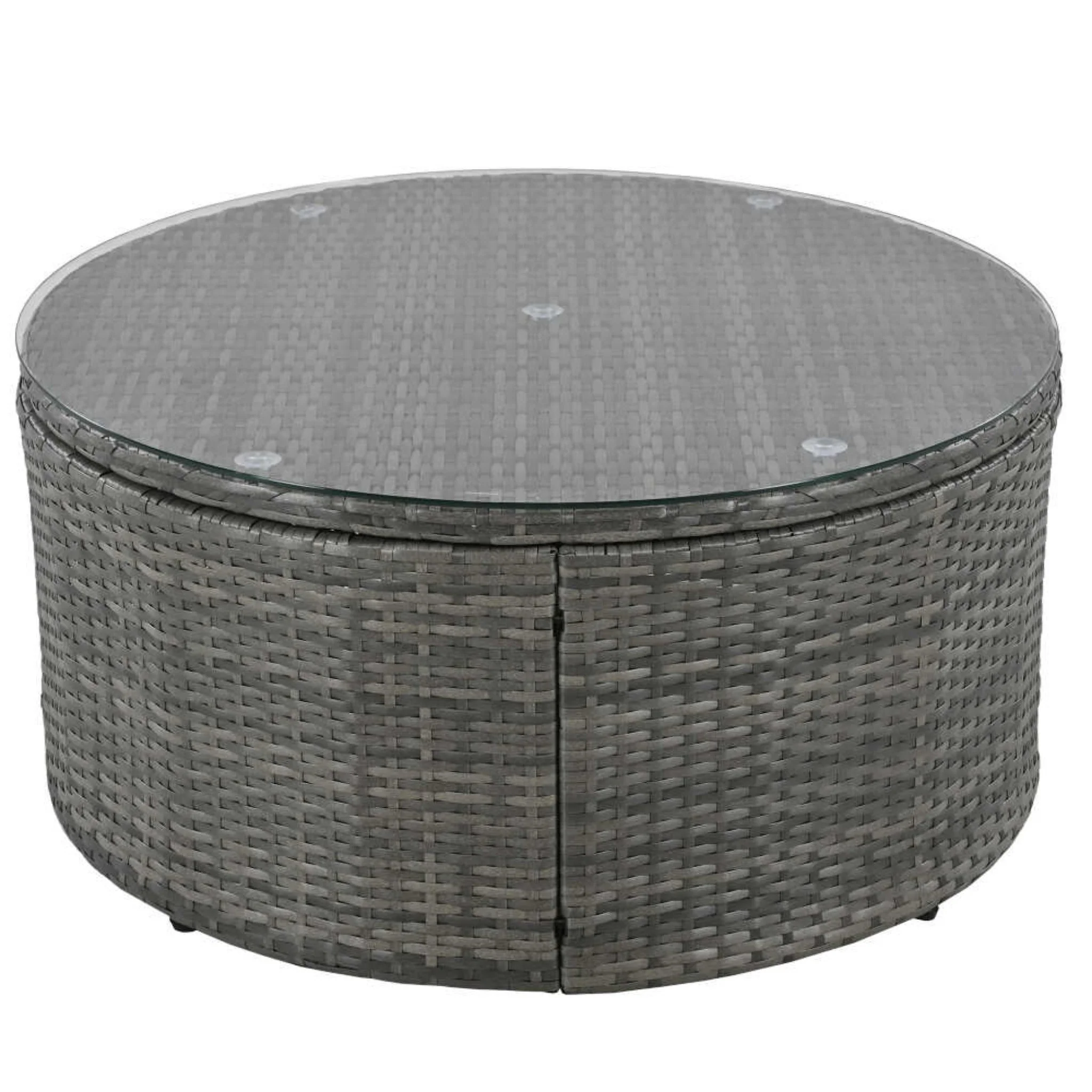 Elegant Beige Circular Rattan Patio Sofa Set With Tempered Glass Coffee Table And 6 Pillows - Image 23