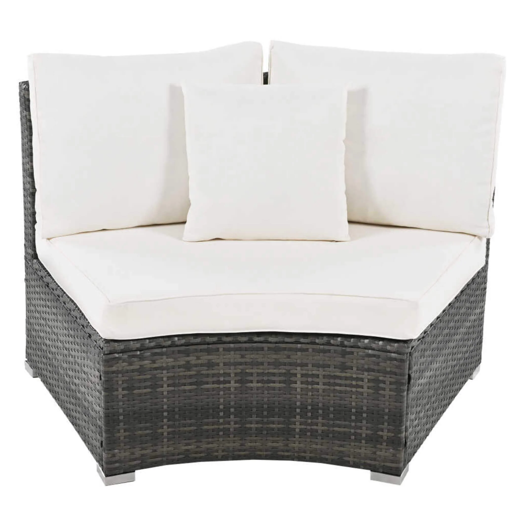 Elegant Beige Circular Rattan Patio Sofa Set With Tempered Glass Coffee Table And 6 Pillows - Image 24