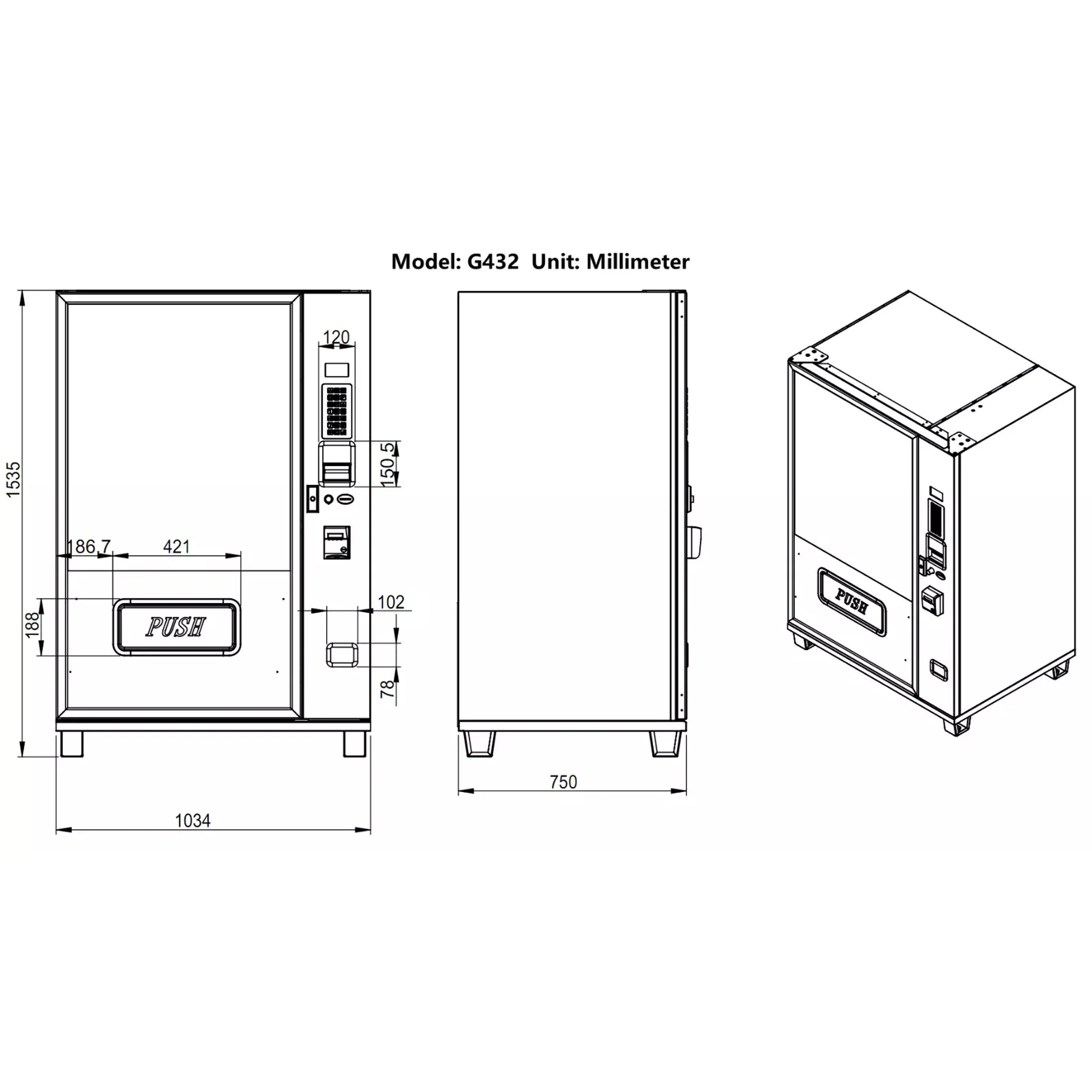Epx 5FT Snacks And Drinks Combo Vending Machine With Dual Zone Refrigeration And Bill Acceptor [G432] (SAK76984) - Image 5
