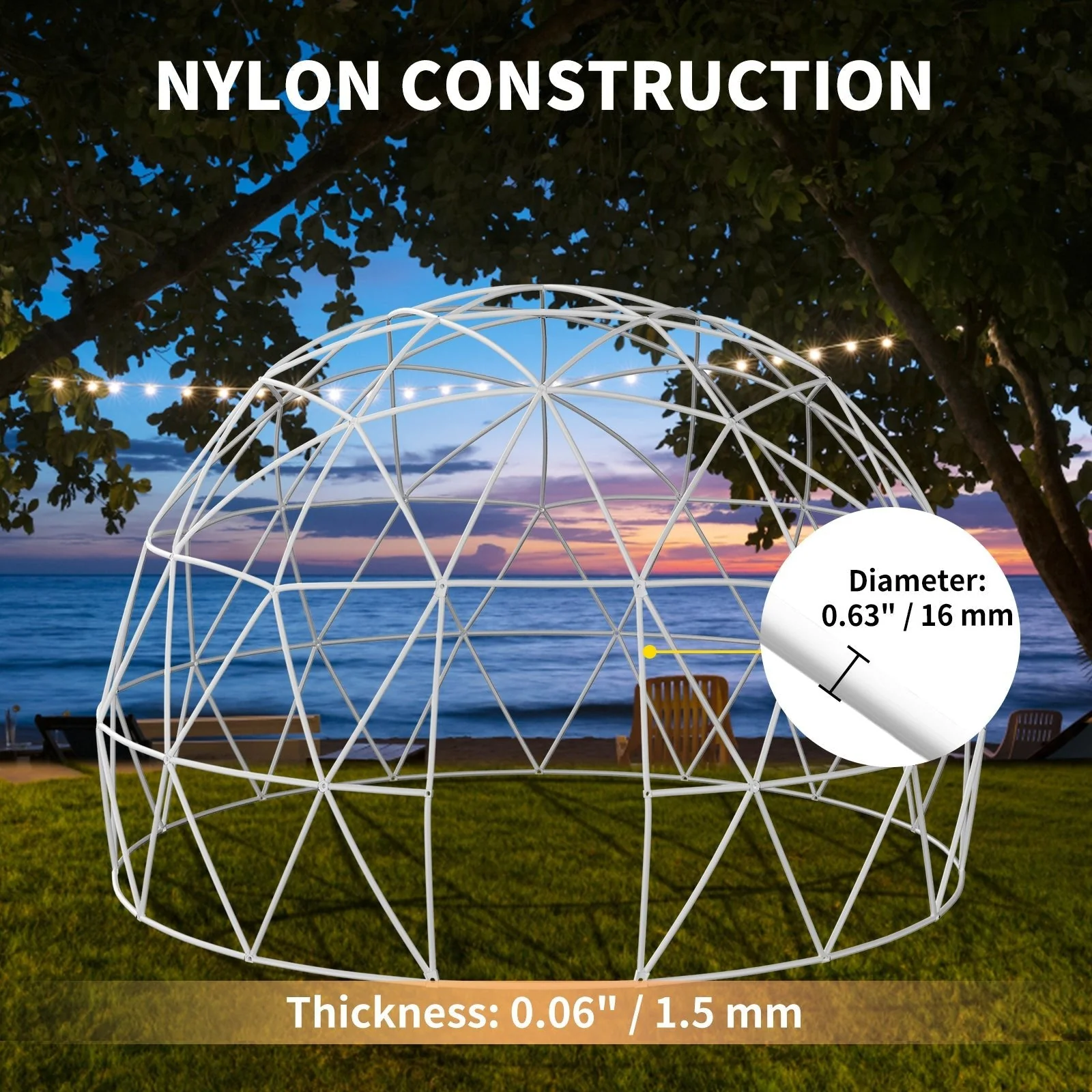 Extra Large 10 Person Outdoor Igloo Garden Greenhouse Dome Tent, 12FT (94316275) - Image 15