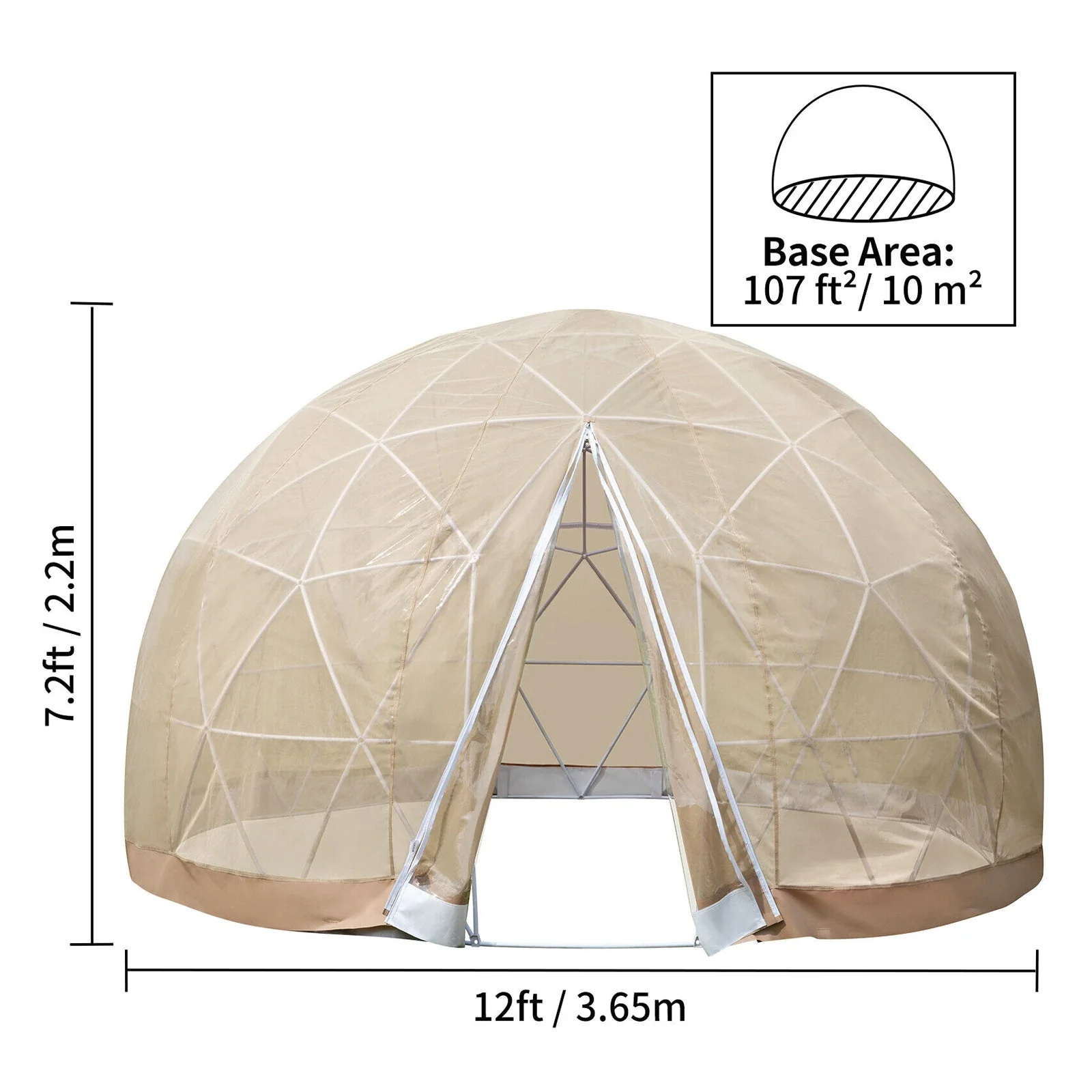 Extra Large 10 Person Outdoor Igloo Garden Greenhouse Dome Tent, 12FT (94316275) - Image 16