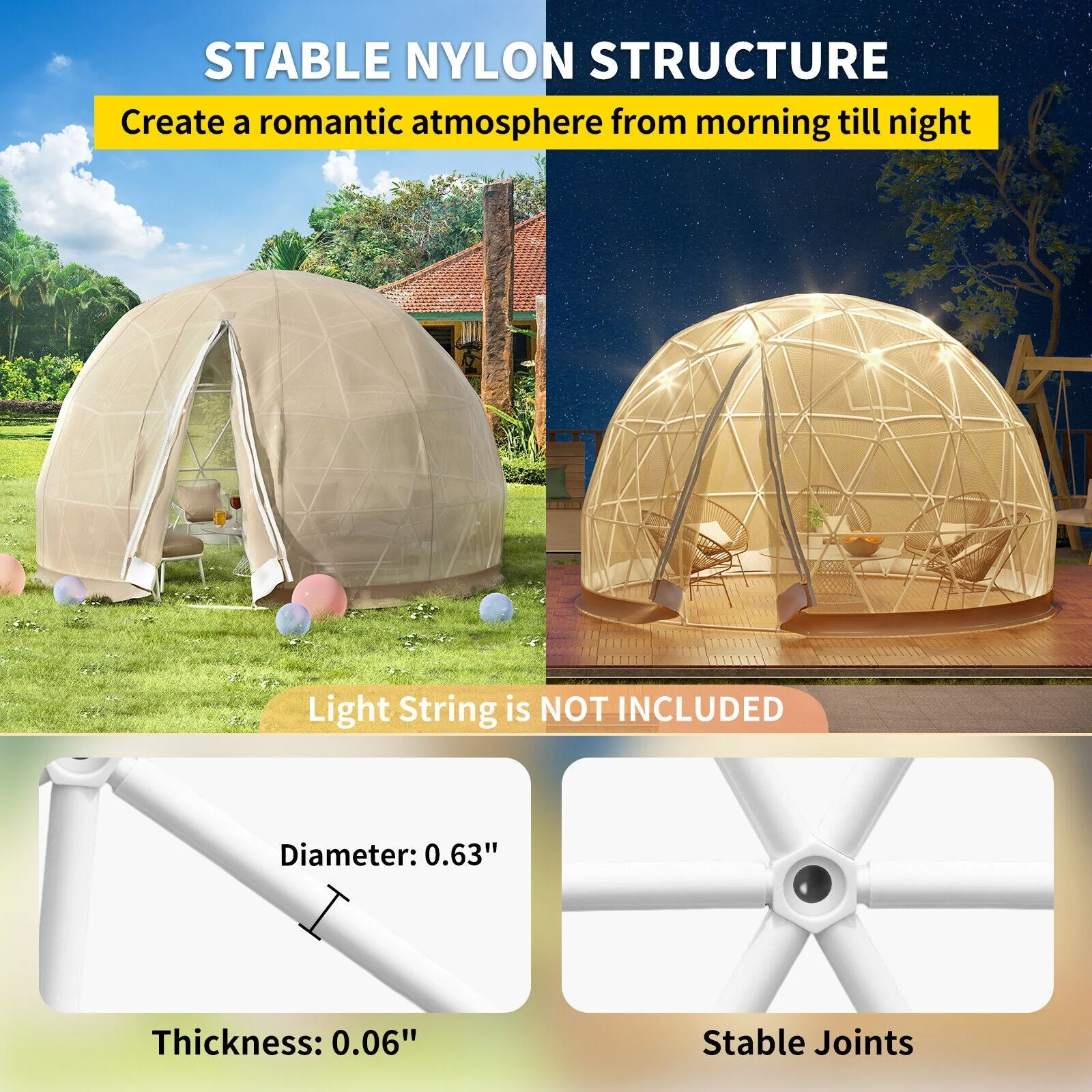 Extra Large 10 Person Outdoor Igloo Garden Greenhouse Dome Tent, 12FT (94316275) - Image 6