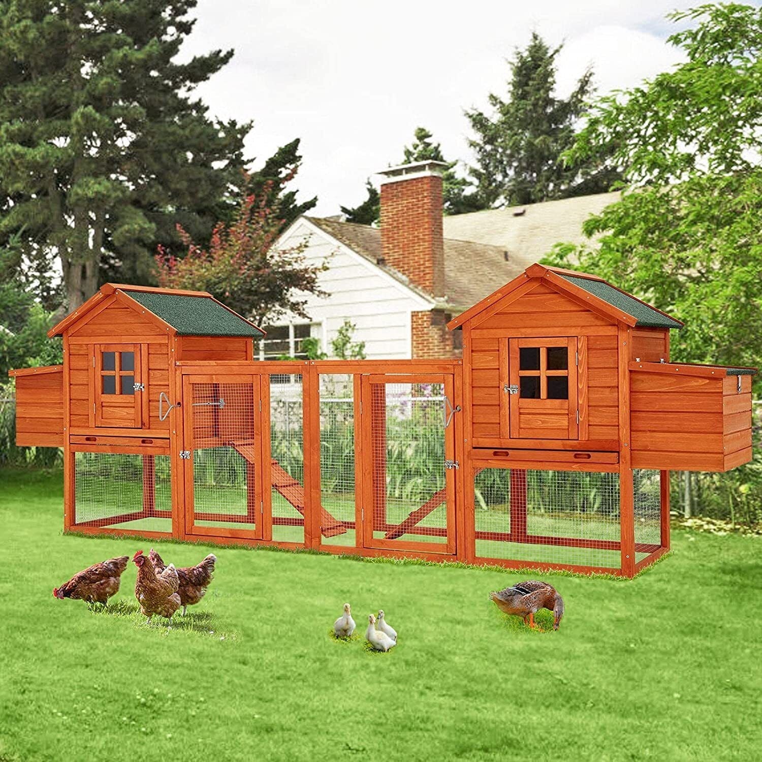 Extra Large Wooden Outdoor Chicken Coop Cage W/ Nesting Box - Image 2