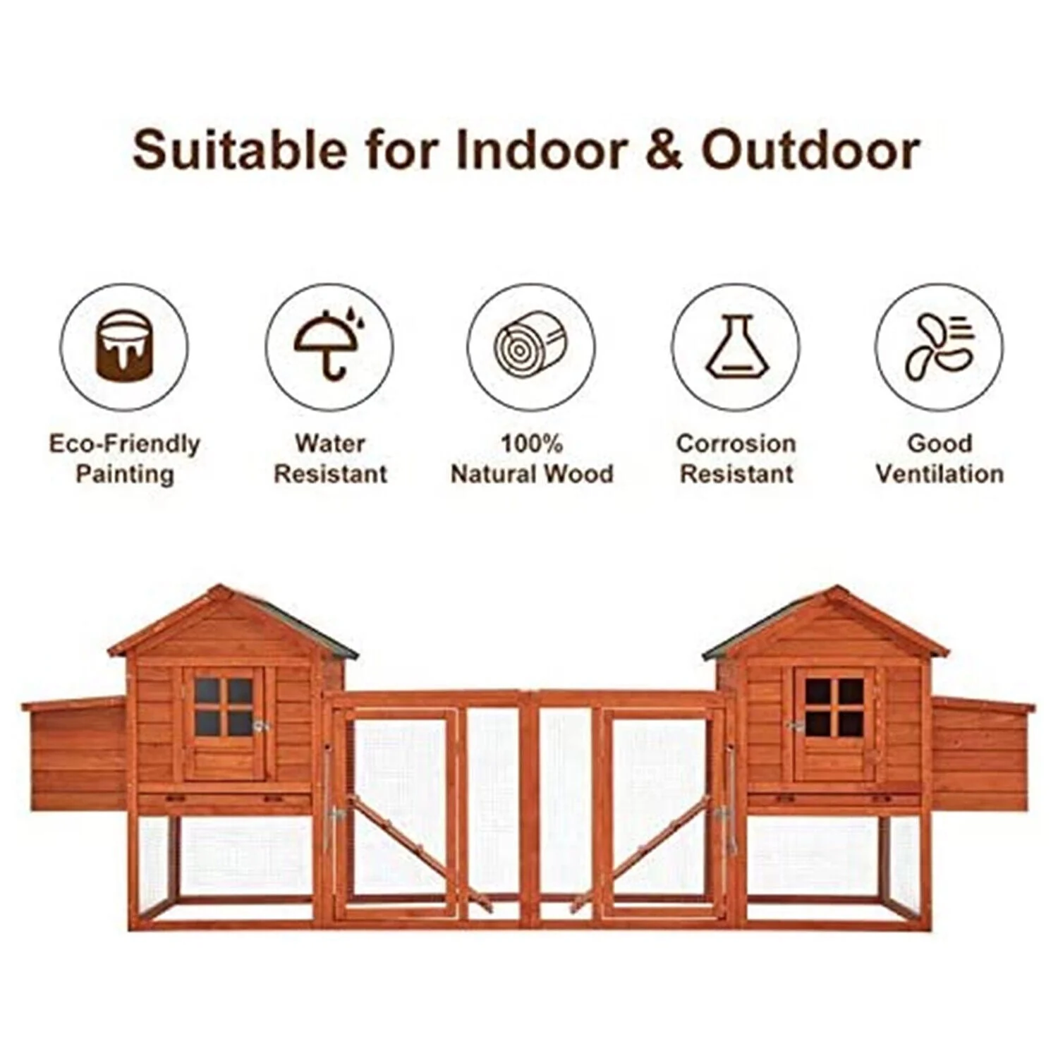 Extra Large Wooden Outdoor Chicken Coop Cage W/ Nesting Box - Image 3