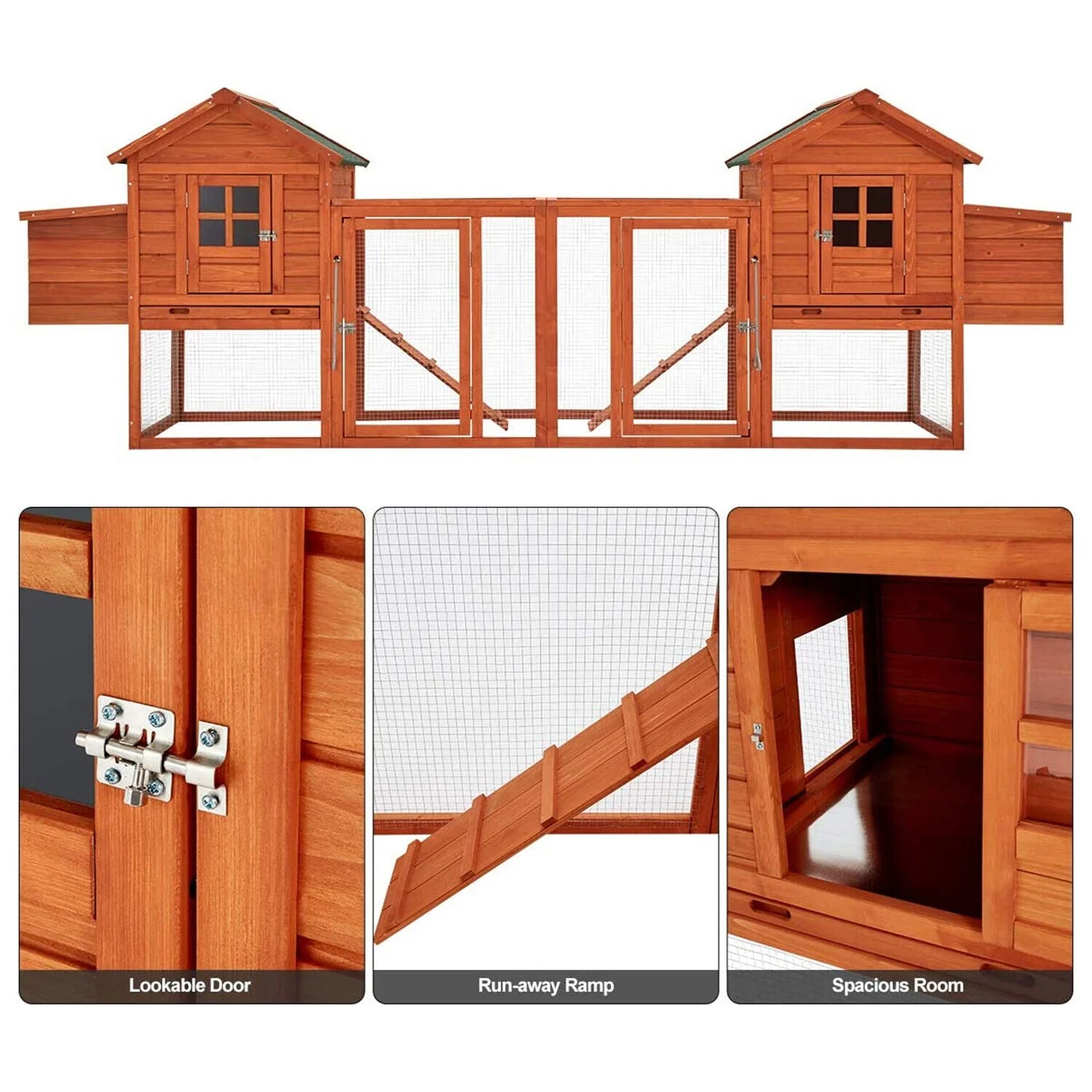 Extra Large Wooden Outdoor Chicken Coop Cage W/ Nesting Box - Image 6
