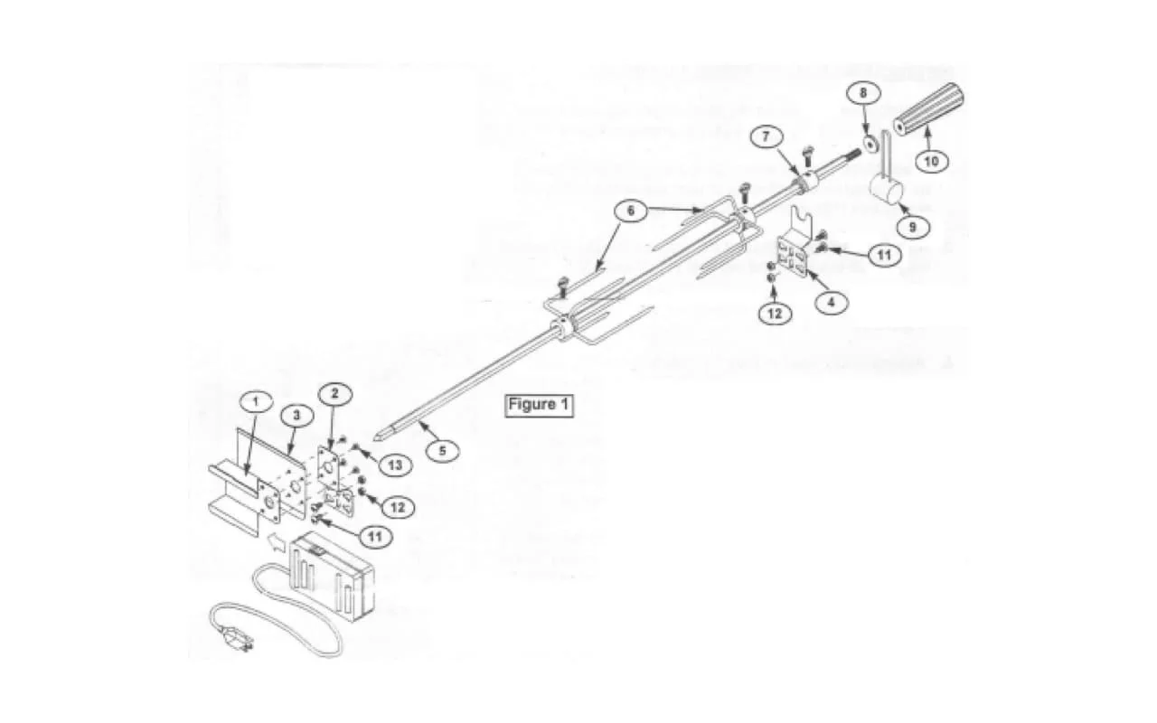 Extra Rotisserie Cordless Motor, Spit, Forks and Bracket Kit. - Image 2