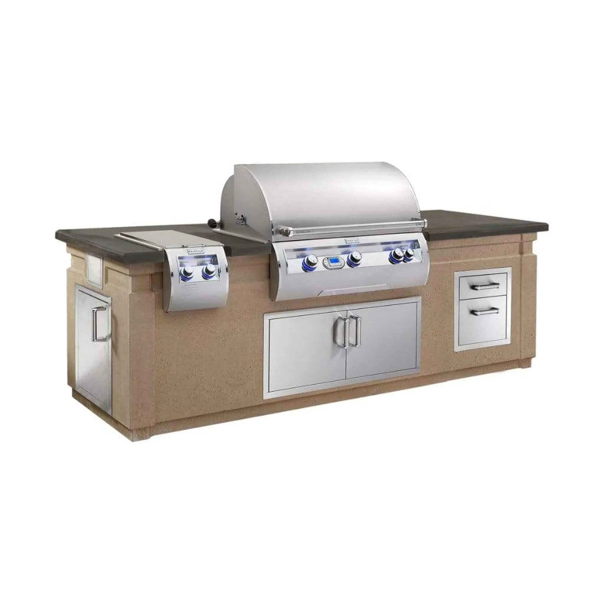 Fire Magic 108" Caf Blanco Base Pre-Fab GFRC Island w/ Polished Smoke Counter - Image 2
