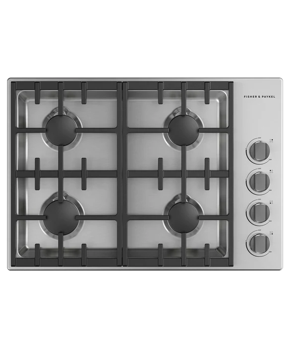 Fisher & Paykel 30" Series 7, 4‑Burner Gas Cooktop, Natural Gas, Professional Stainless Steel – CDV3‑304‑N