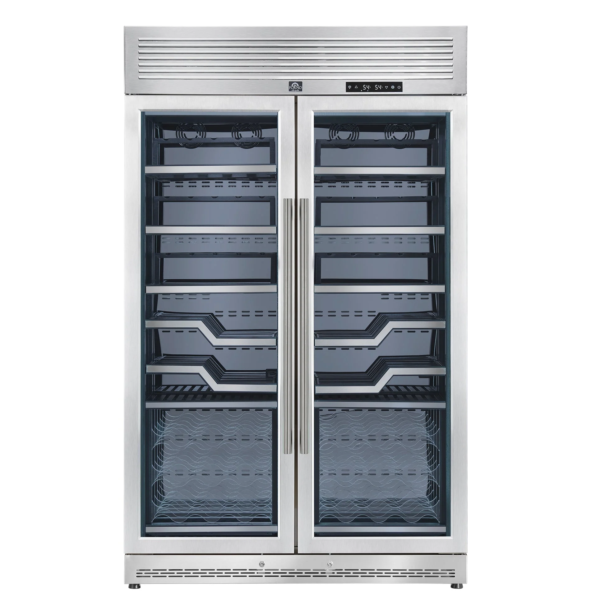 Forno Abruzzo 48" Dual Zone Wine Cellar – 102 Bottles, 24 cu.ft, Stainless Steel Trim, Clear Acrylic Holders - Image 2