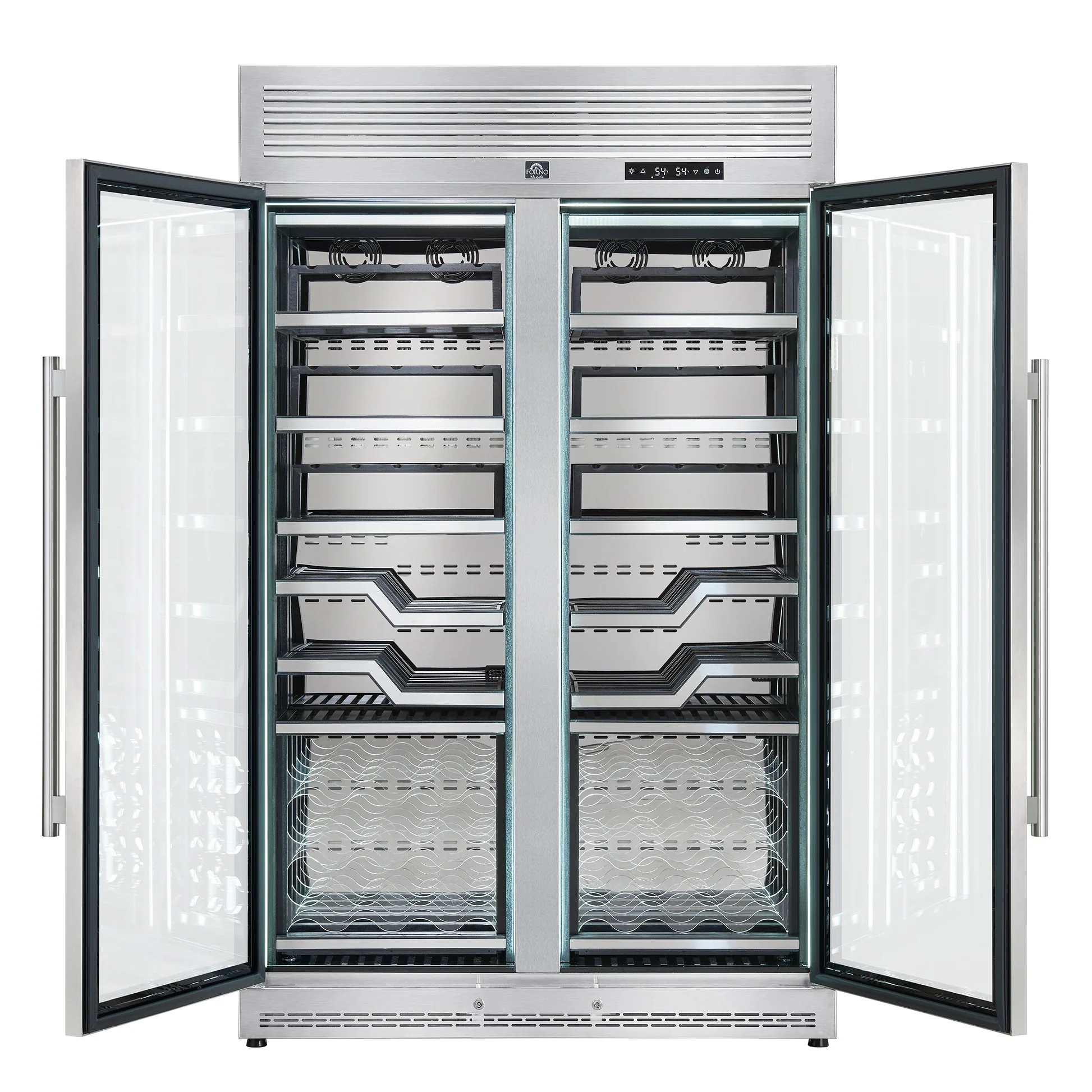 Forno Abruzzo 48" Dual Zone Wine Cellar – 102 Bottles, 24 cu.ft, Stainless Steel Trim, Clear Acrylic Holders - Image 4