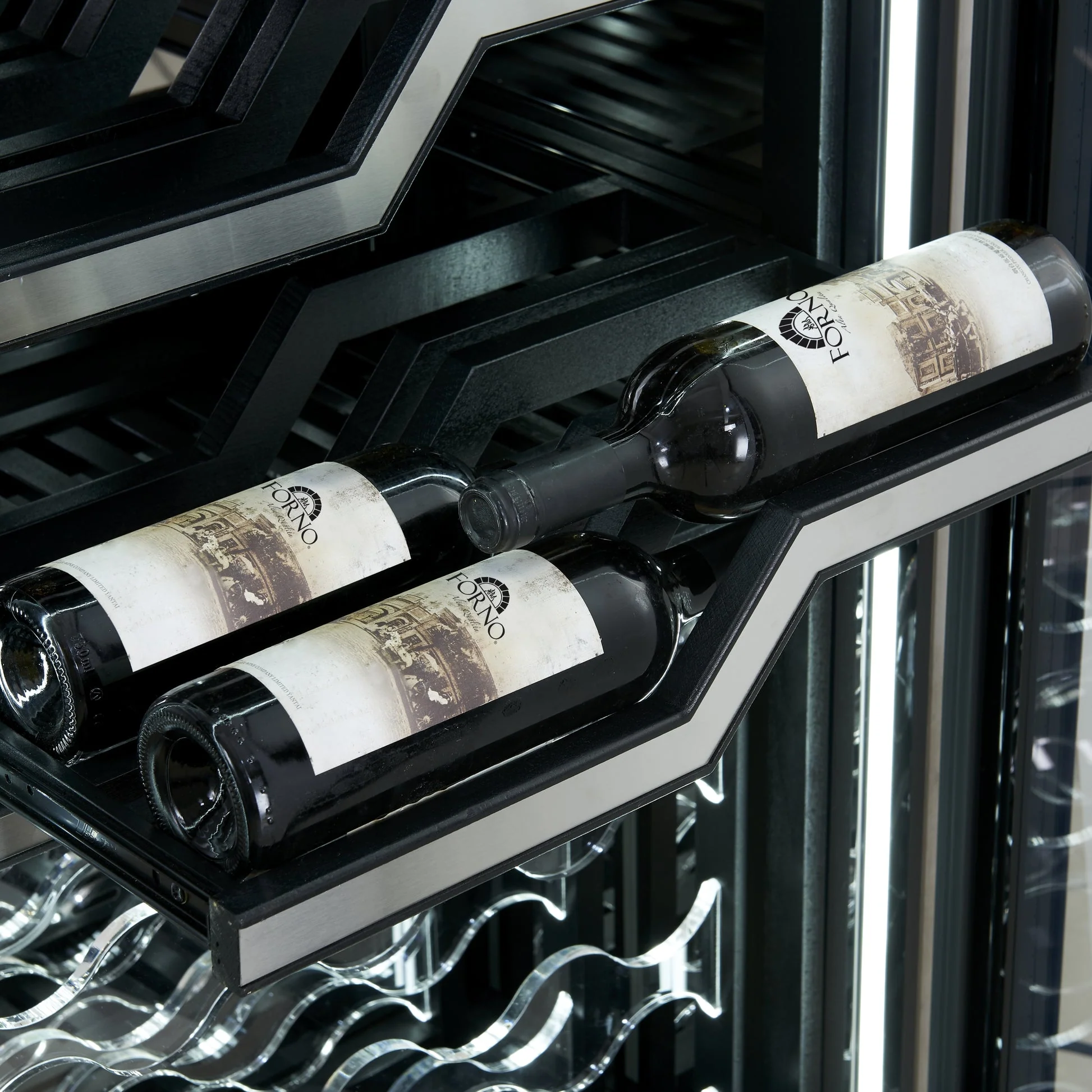 Forno Abruzzo 48" Dual Zone Wine Cellar – 102 Bottles, 24 cu.ft, Stainless Steel Trim, Clear Acrylic Holders - Image 9
