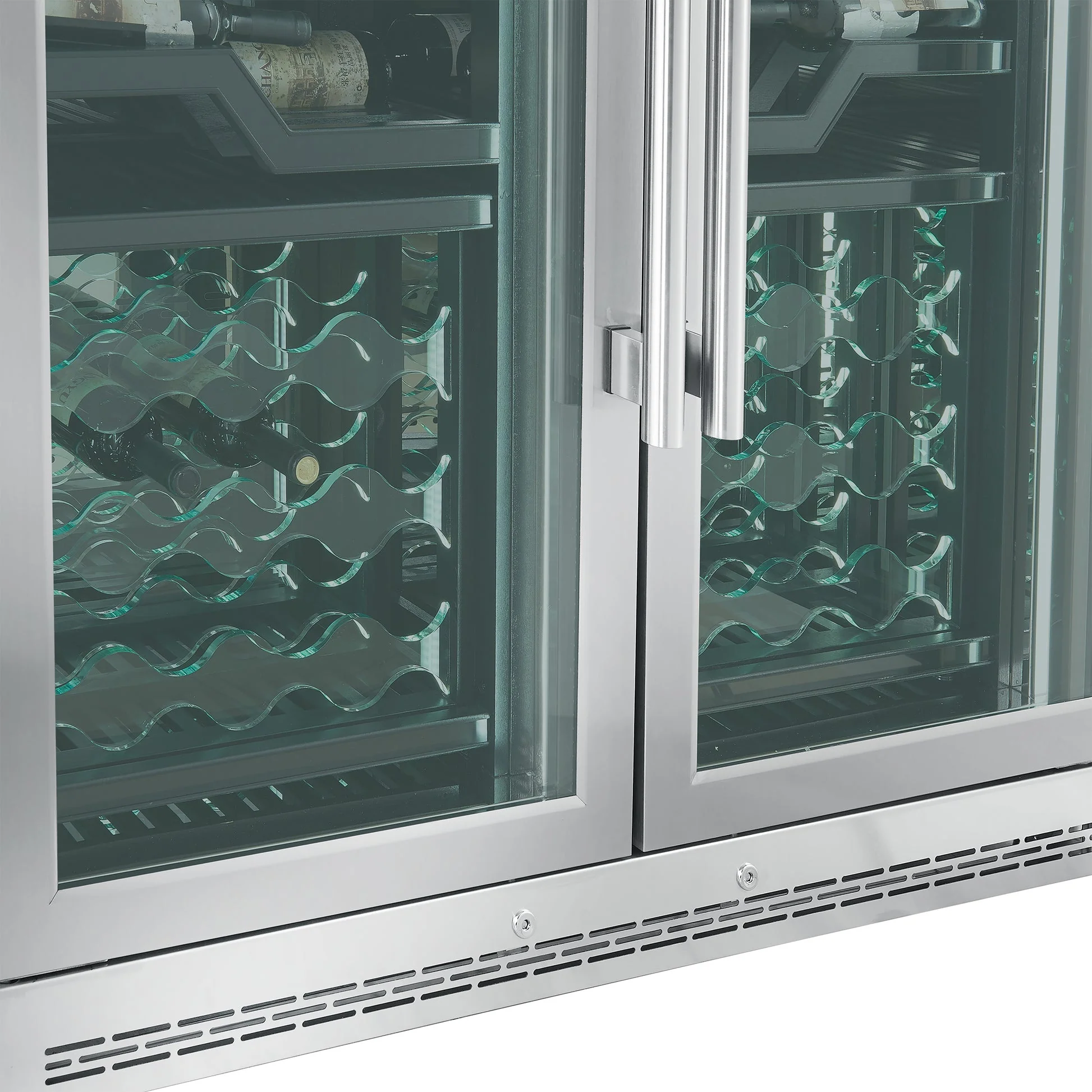 Forno Abruzzo 48" Dual Zone Wine Cellar – 102 Bottles, 24 cu.ft, Black Trim, Green Acrylic Holders - Image 10