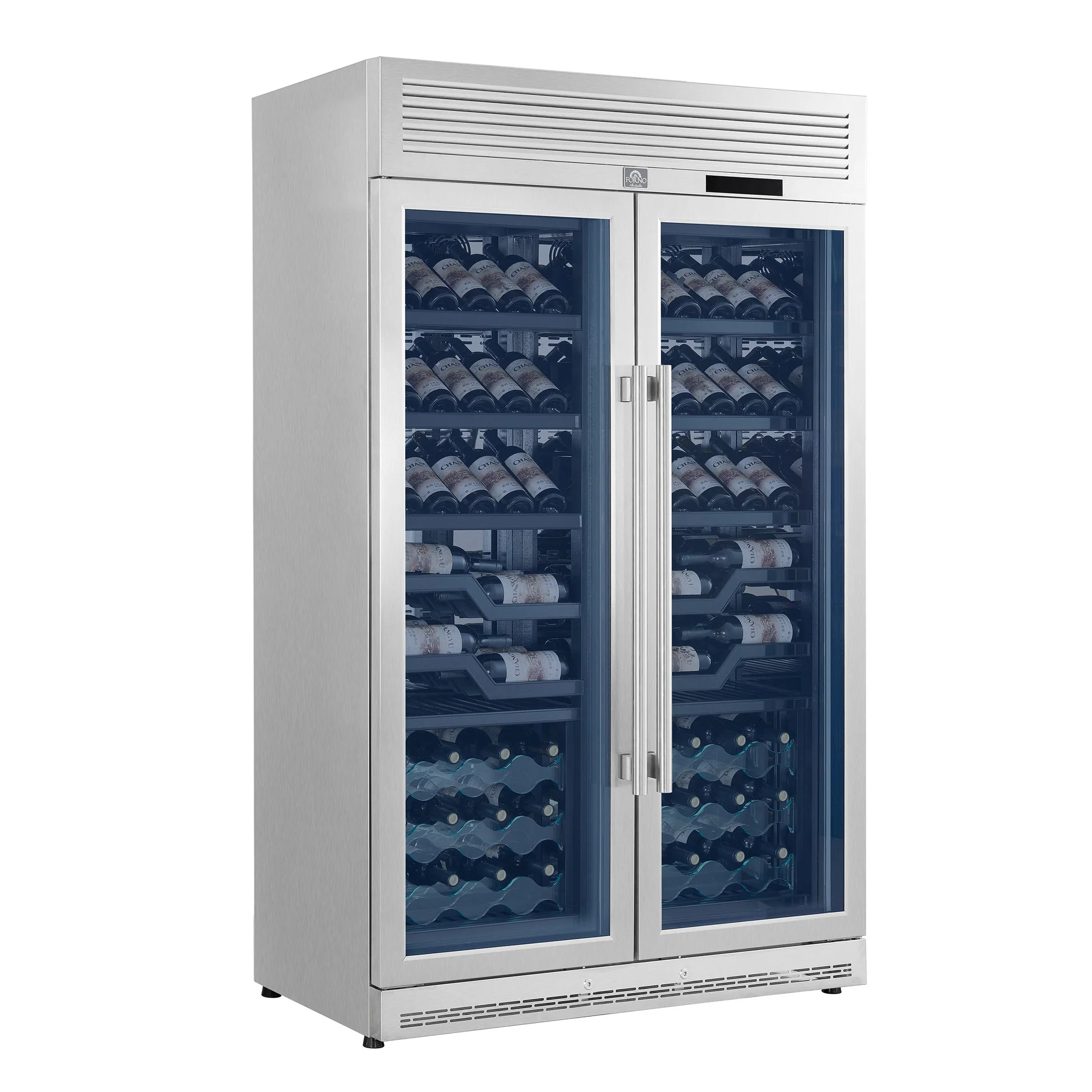 Forno Abruzzo 48" Dual Zone Wine Cellar – 102 Bottles, 24 cu.ft, Black Trim, Green Acrylic Holders - Image 4