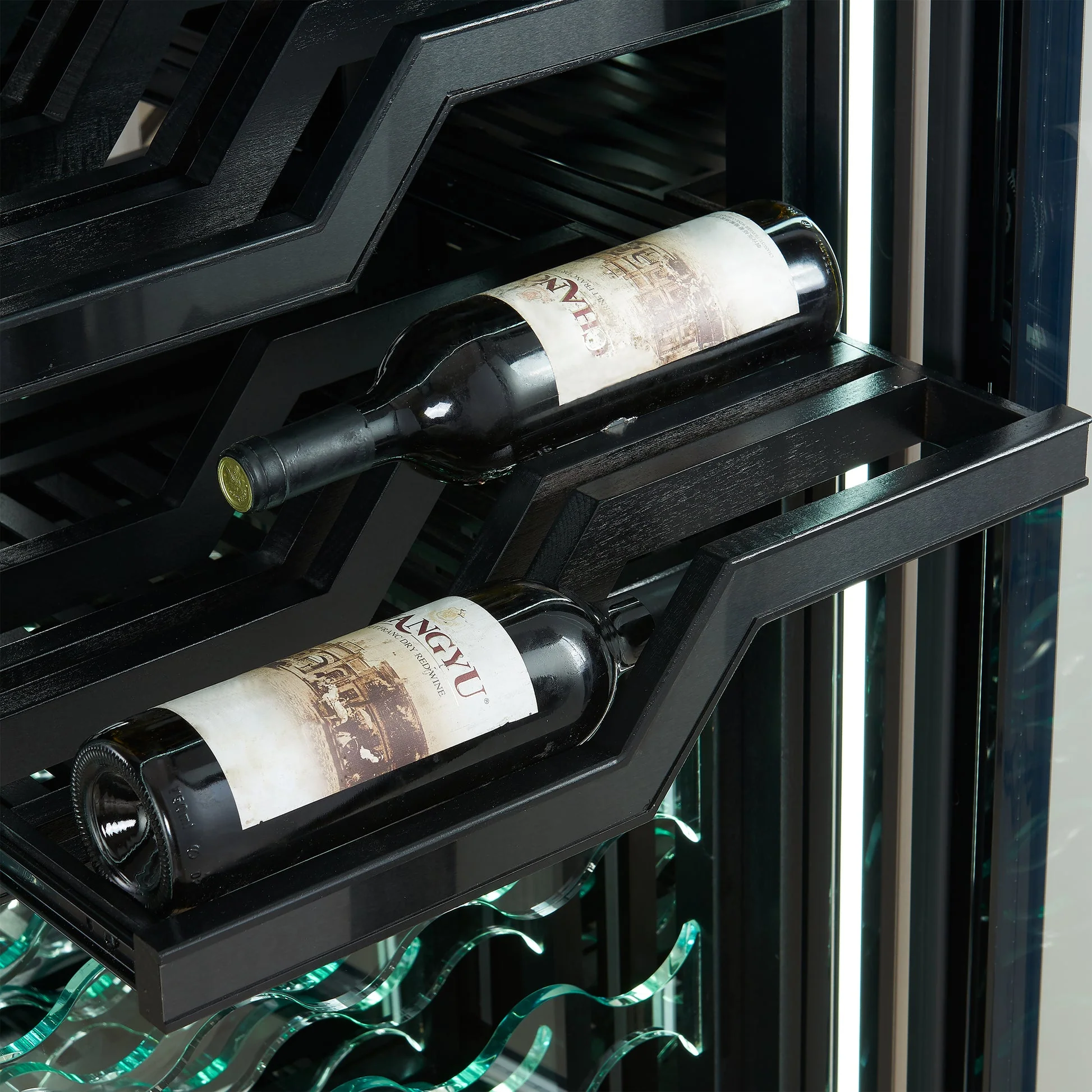 Forno Abruzzo 48" Dual Zone Wine Cellar – 102 Bottles, 24 cu.ft, Black Trim, Green Acrylic Holders - Image 8
