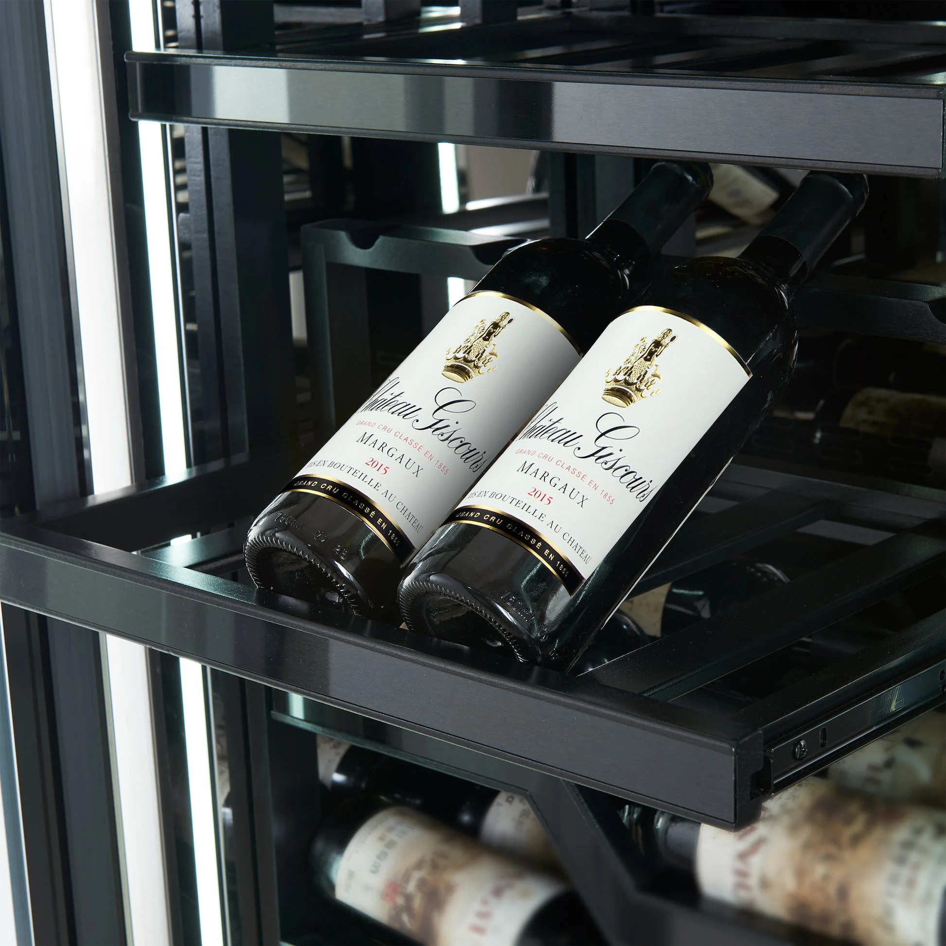 Forno Abruzzo 48" Dual Zone Wine Cellar – 102 Bottles, 24 cu.ft, Black Trim, Green Acrylic Holders - Image 9