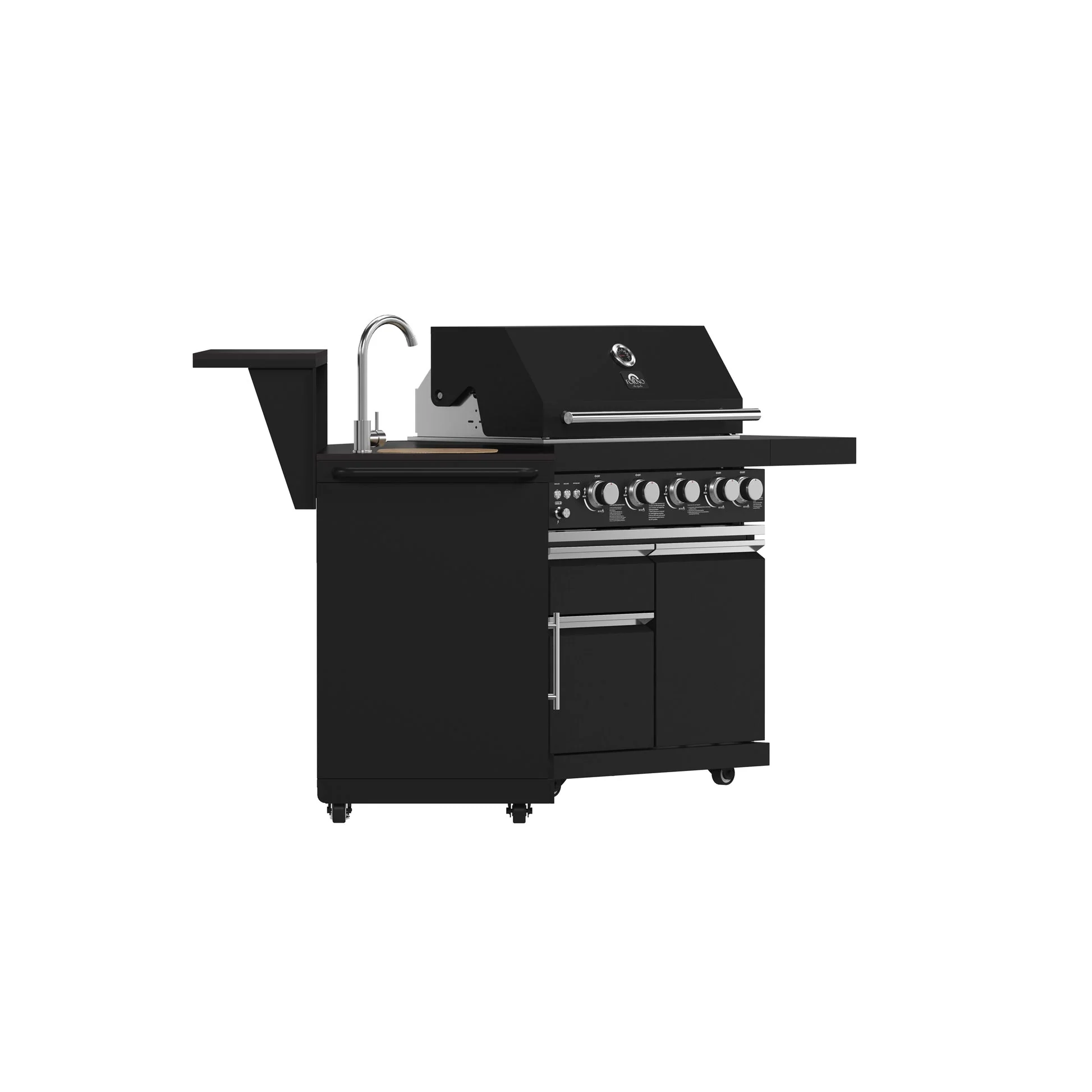 Forno All’Aperto Outdoor Kitchen – 62,600 BTU, 3 Burners, Infrared Burners, Black Countertops, Bar & Beverage Center - Image 18
