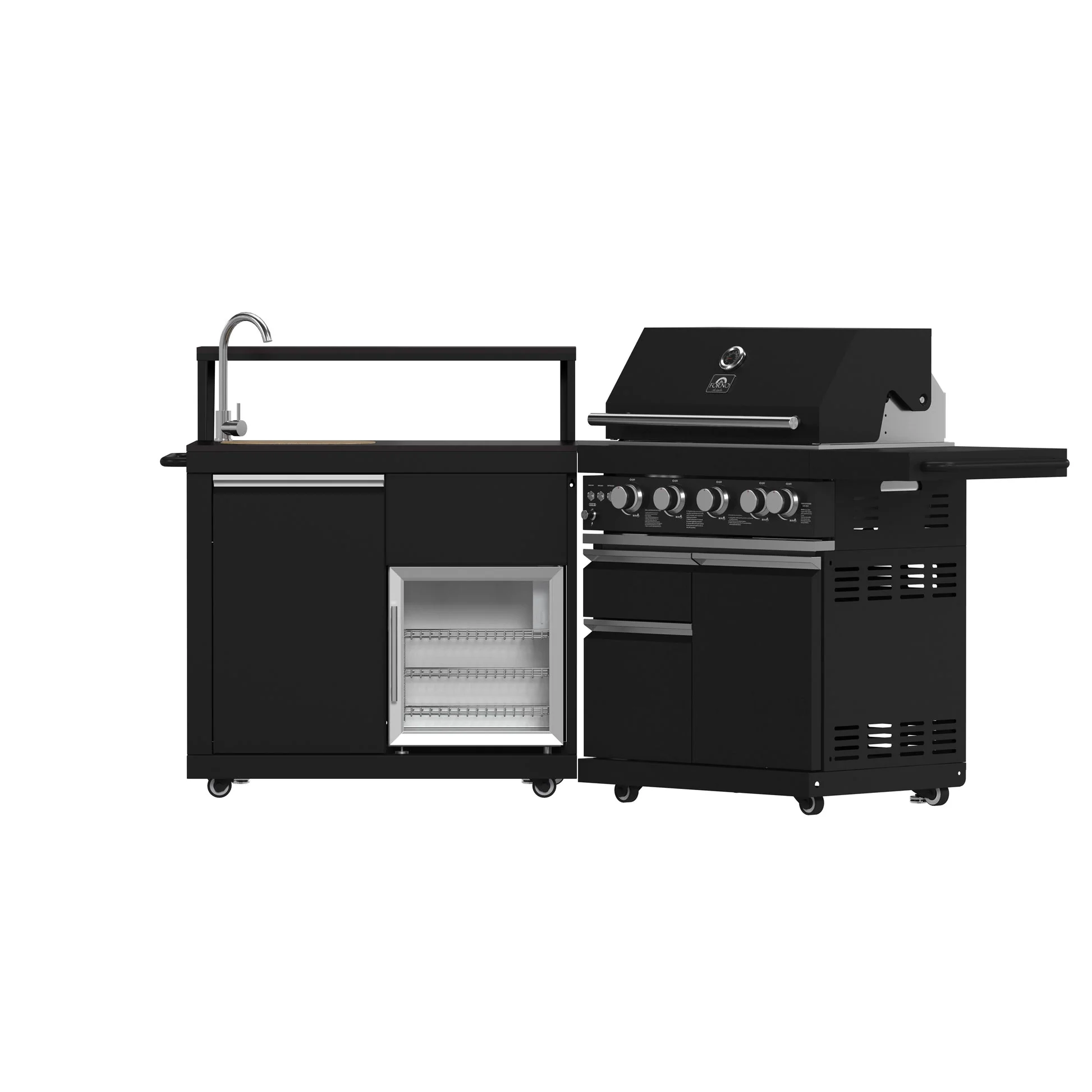 Forno All’Aperto Outdoor Kitchen – 62,600 BTU, 3 Burners, Infrared Burners, Black Countertops, Bar & Beverage Center - Image 8