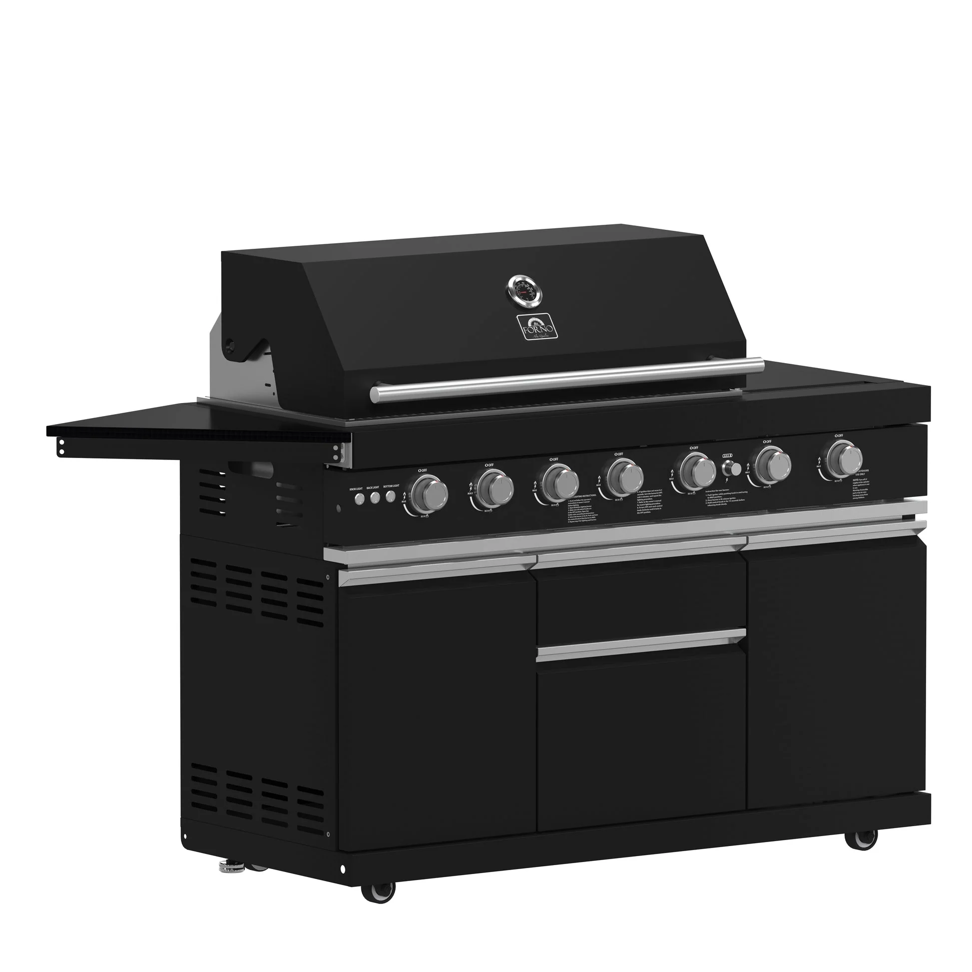 Forno All’Aperto Outdoor Kitchen – 87,600 BTU, 4 Burners, Infrared Burners, Pizza Oven, Black Countertops, Bar & Beverage Center - Image 13