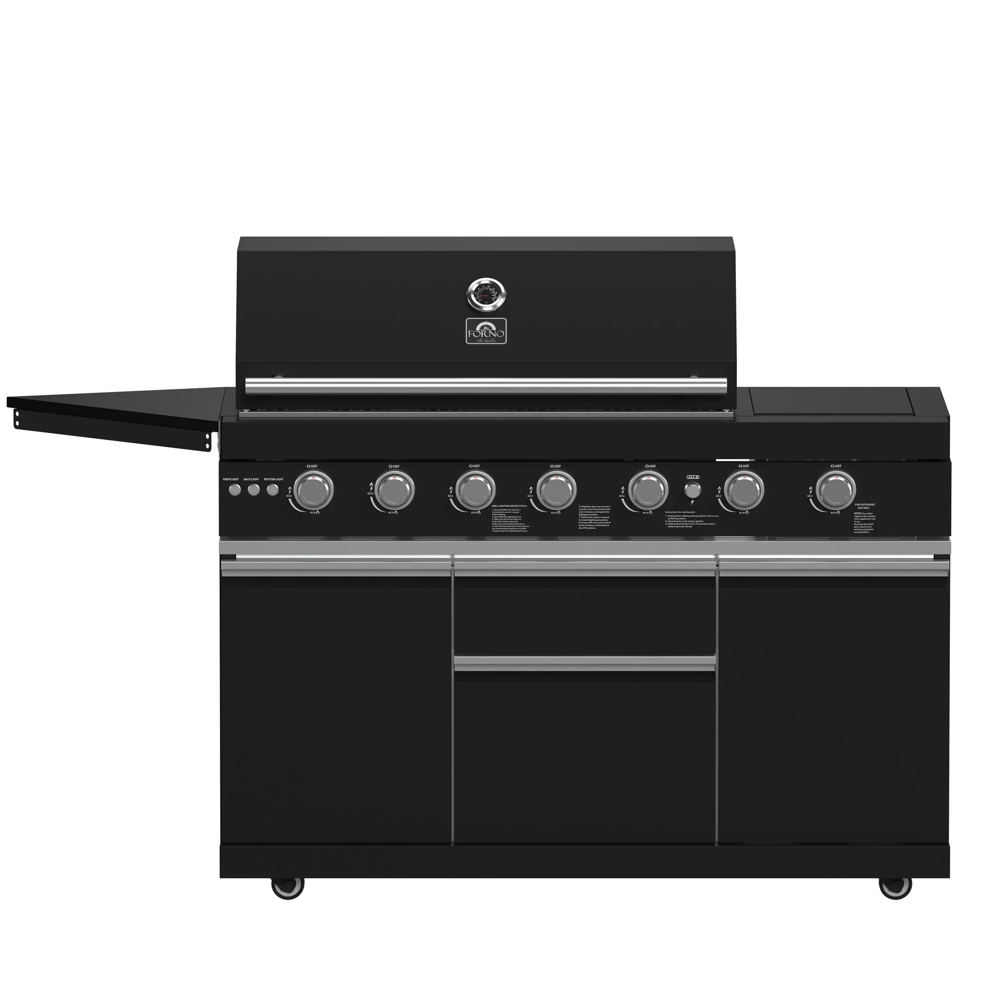 Forno All’Aperto Outdoor Kitchen – 87,600 BTU, 4 Burners, Infrared Burners, Pizza Oven, Black Countertops, Bar & Beverage Center - Image 17