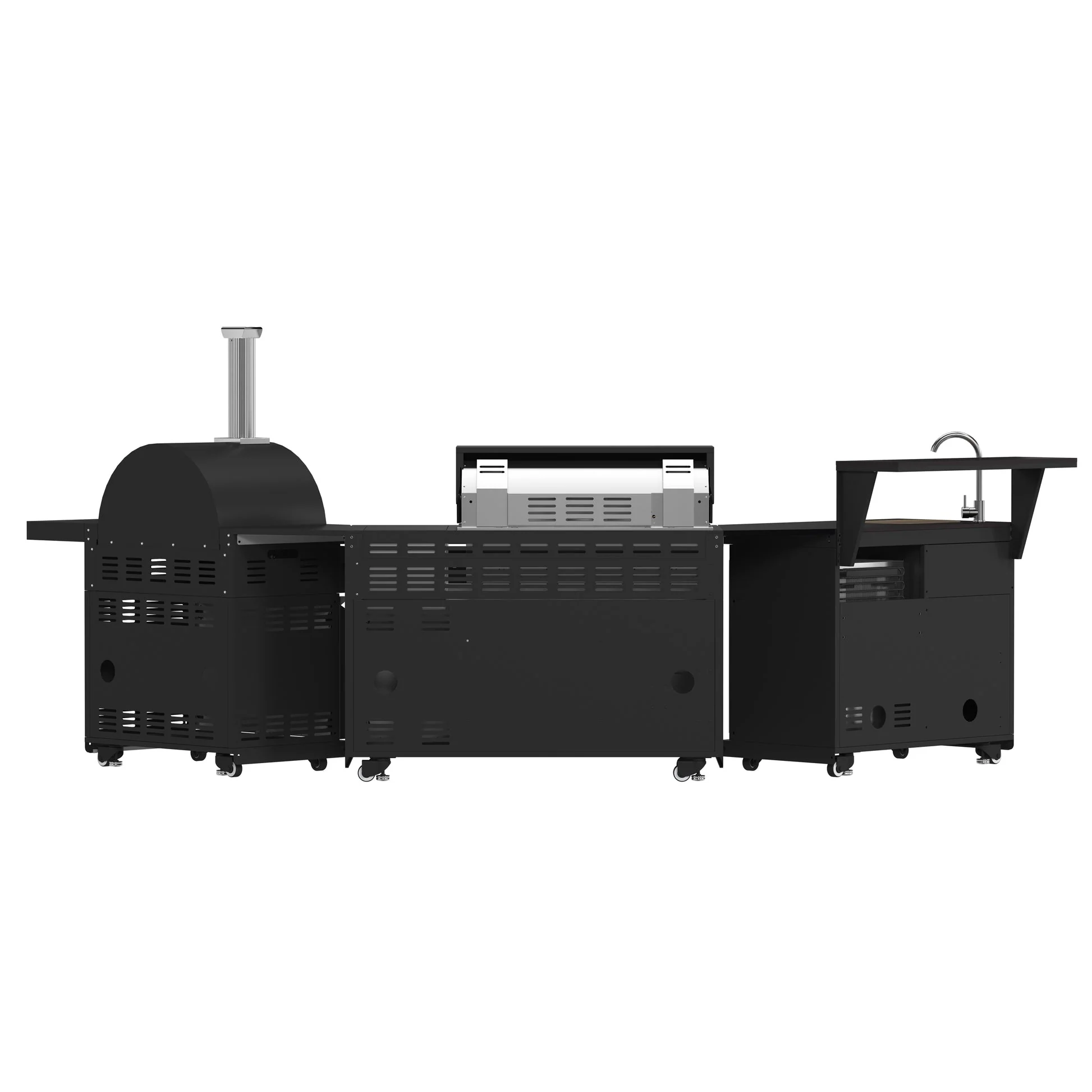 Forno All’Aperto Outdoor Kitchen – 87,600 BTU, 4 Burners, Infrared Burners, Pizza Oven, Black Countertops, Bar & Beverage Center - Image 2