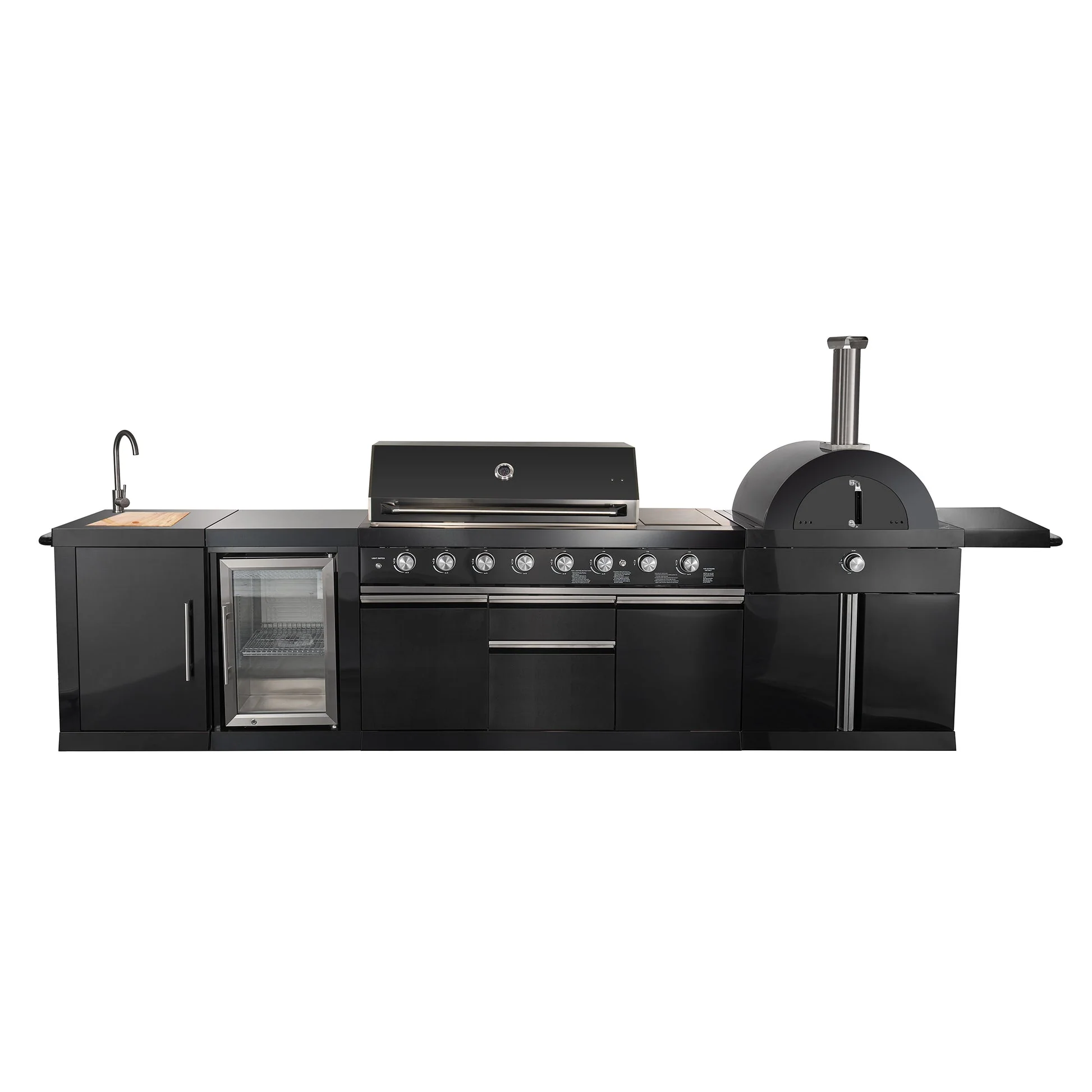 Forno All’Aperto Outdoor Kitchen – 87,600 BTU, 4 Burners, Infrared Burners, Pizza Oven, Black Countertops, Bar & Beverage Center - Image 7