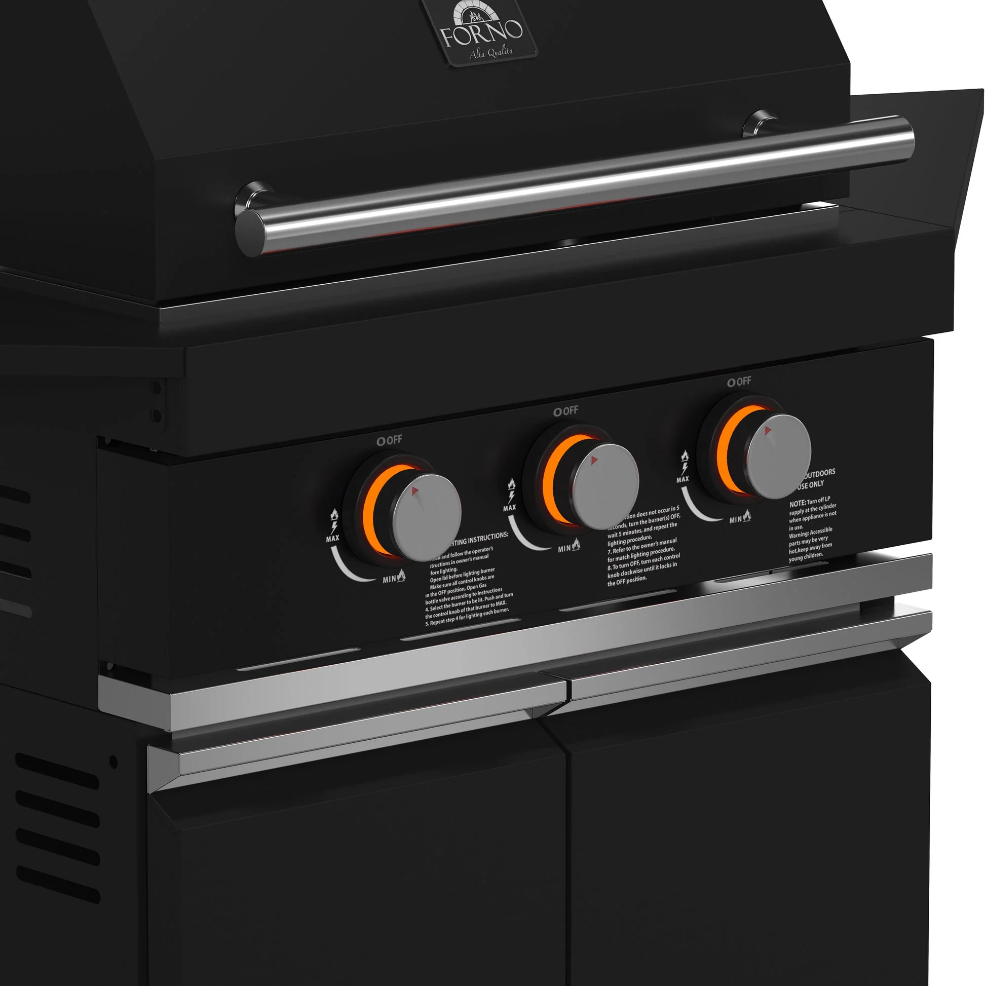 Forno All’Aperto Outdoor Kitchen in Black – 99,600 BTU, 5 Burners, Infrared Burners, Pizza Oven, Sink, Bar & Beverage Center - Image 18