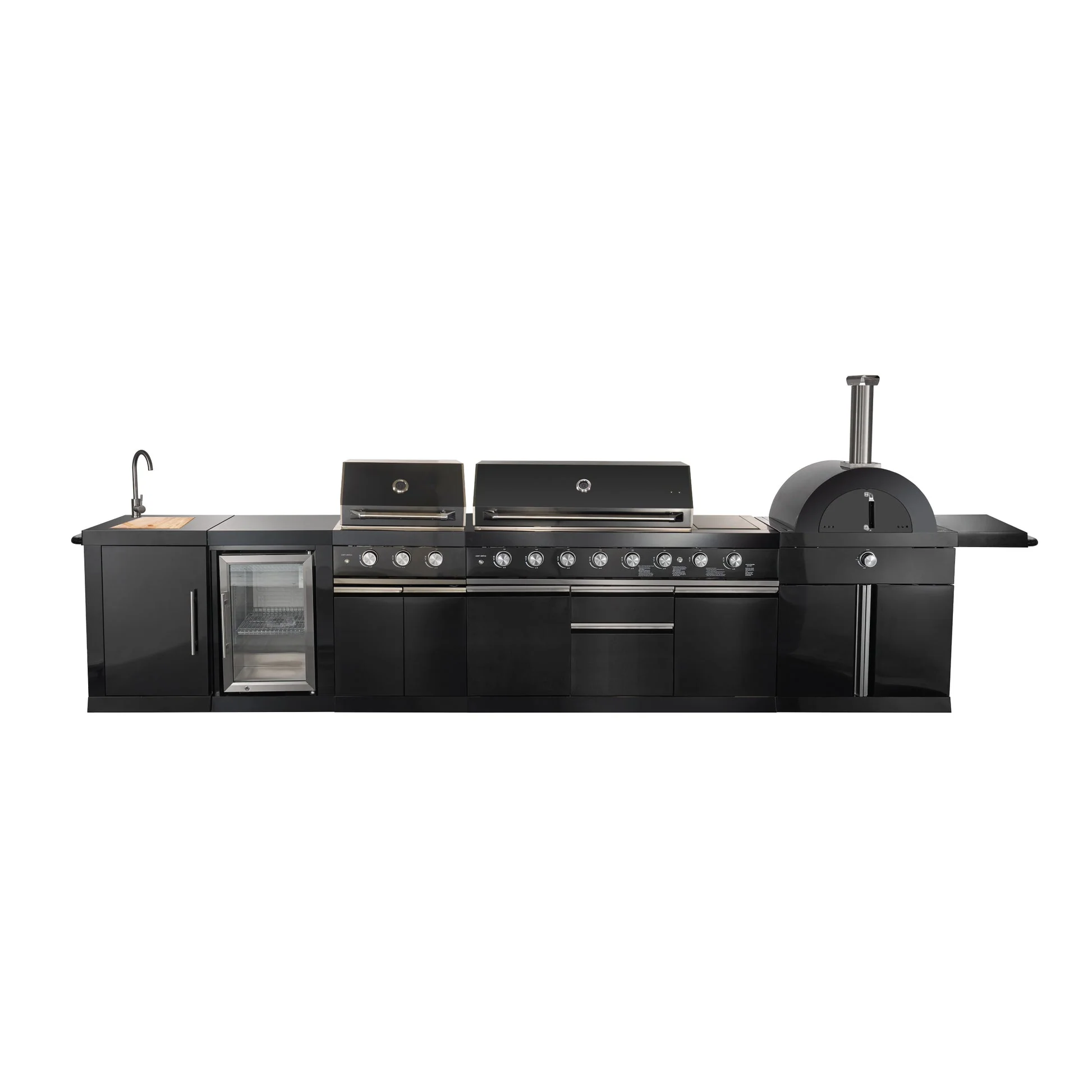 Forno All’Aperto Outdoor Kitchen in Black – 99,600 BTU, 5 Burners, Infrared Burners, Pizza Oven, Sink, Bar & Beverage Center - Image 4