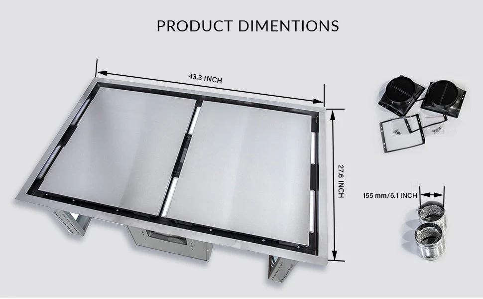 Forno Arezzo 44-Inch Recessed Ceiling Range Hood, Dual Motors, 1200 CFM, Hybrid Filters - Image 5