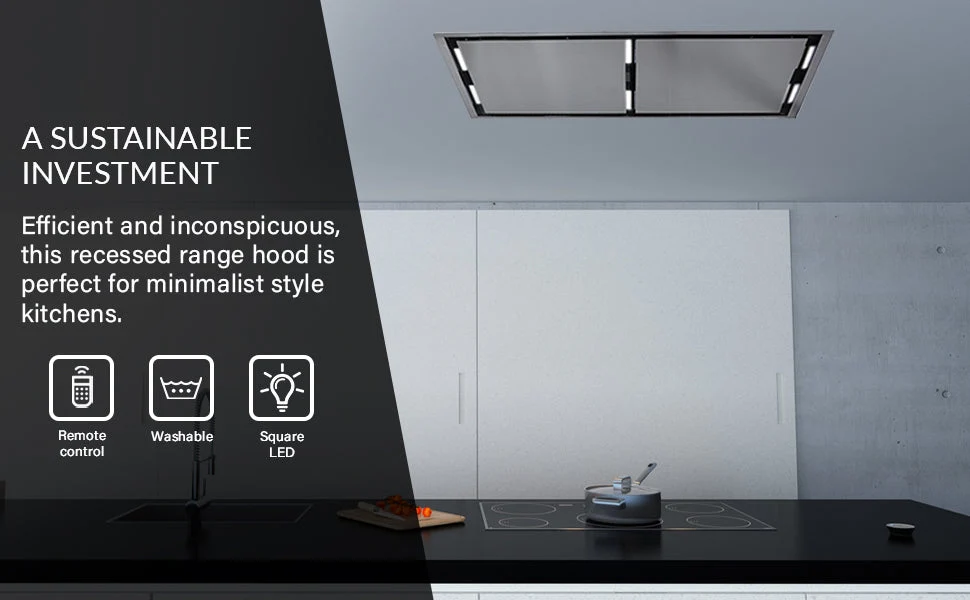 Forno Arezzo 44-Inch Recessed Ceiling Range Hood, Dual Motors, 1200 CFM, Hybrid Filters - Image 6