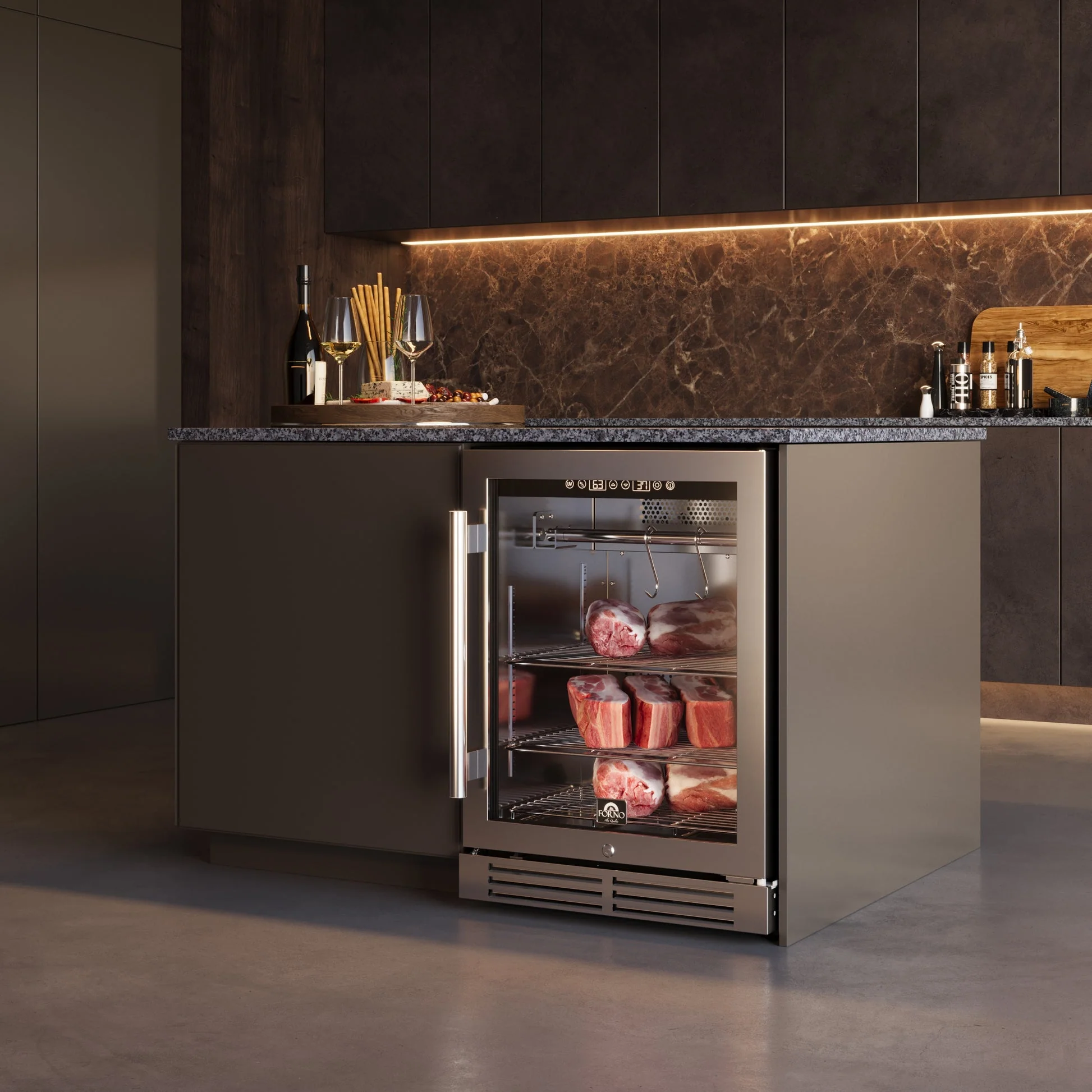 Forno Asciutto 24" Dry Aging Cabinet – 4.41 cu.ft, LED Lighting & Adjustable Shelves - Image 9