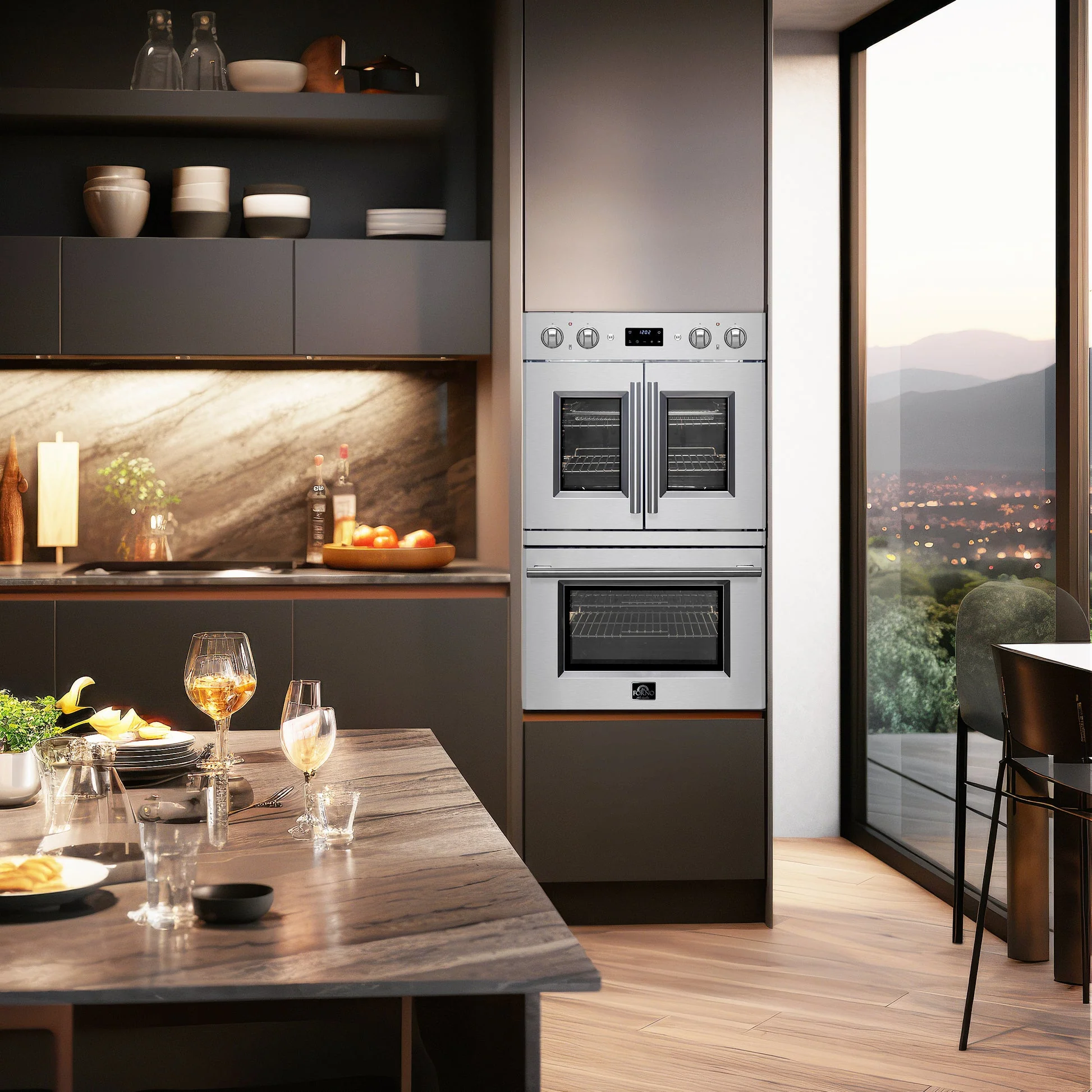 Forno Asti 30" Double Wall Oven – Stainless Steel with Upper French Doors, 7.36 cu.ft, 7200W Dual Convection, Air Fry, Self-Clean - Image 8