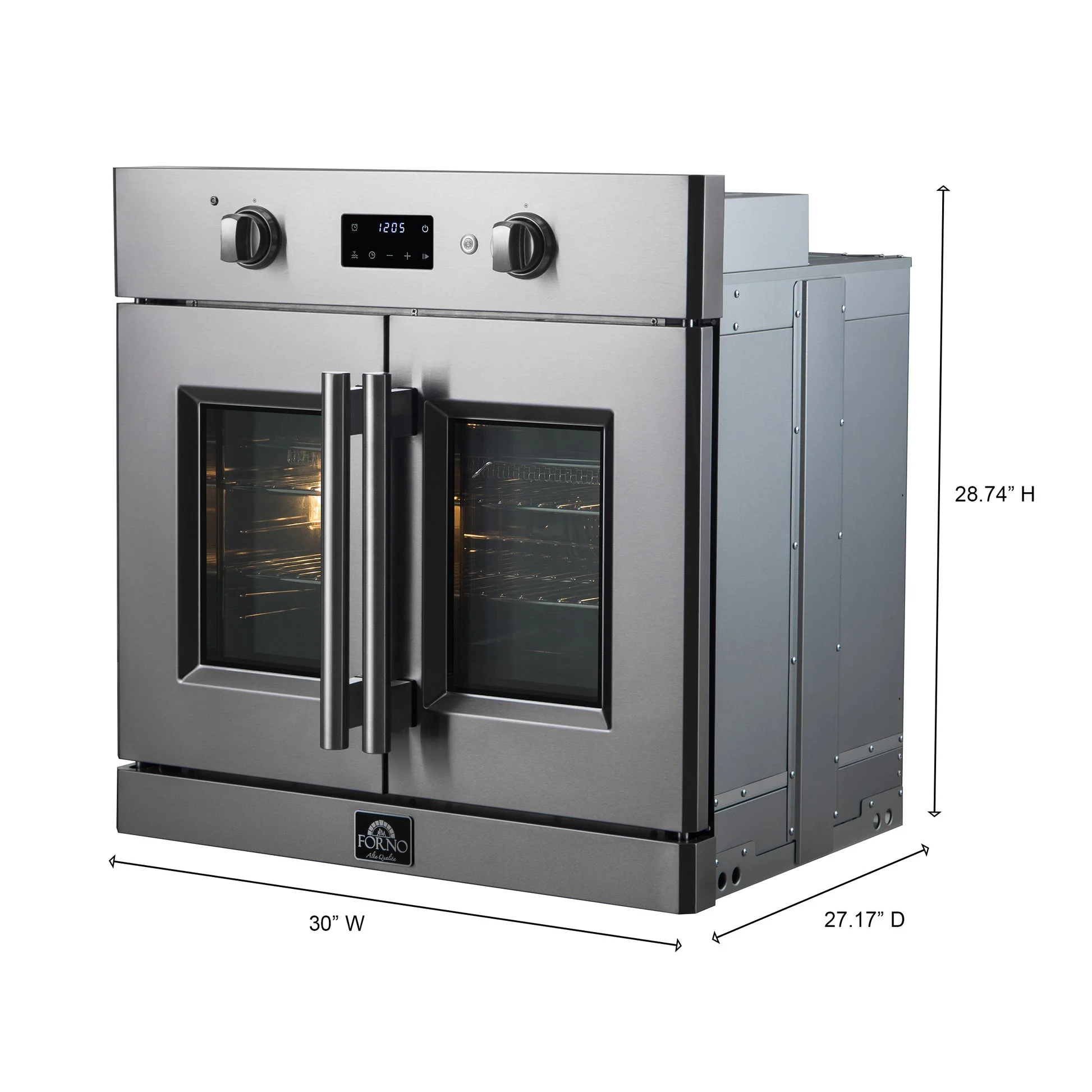 Forno Asti 30" French Door Electric Wall Oven – Stainless Steel, 3.68 cu.ft, 3600W, True Convection, Air Fry, Sous Vide & Self-Clean - Image 3