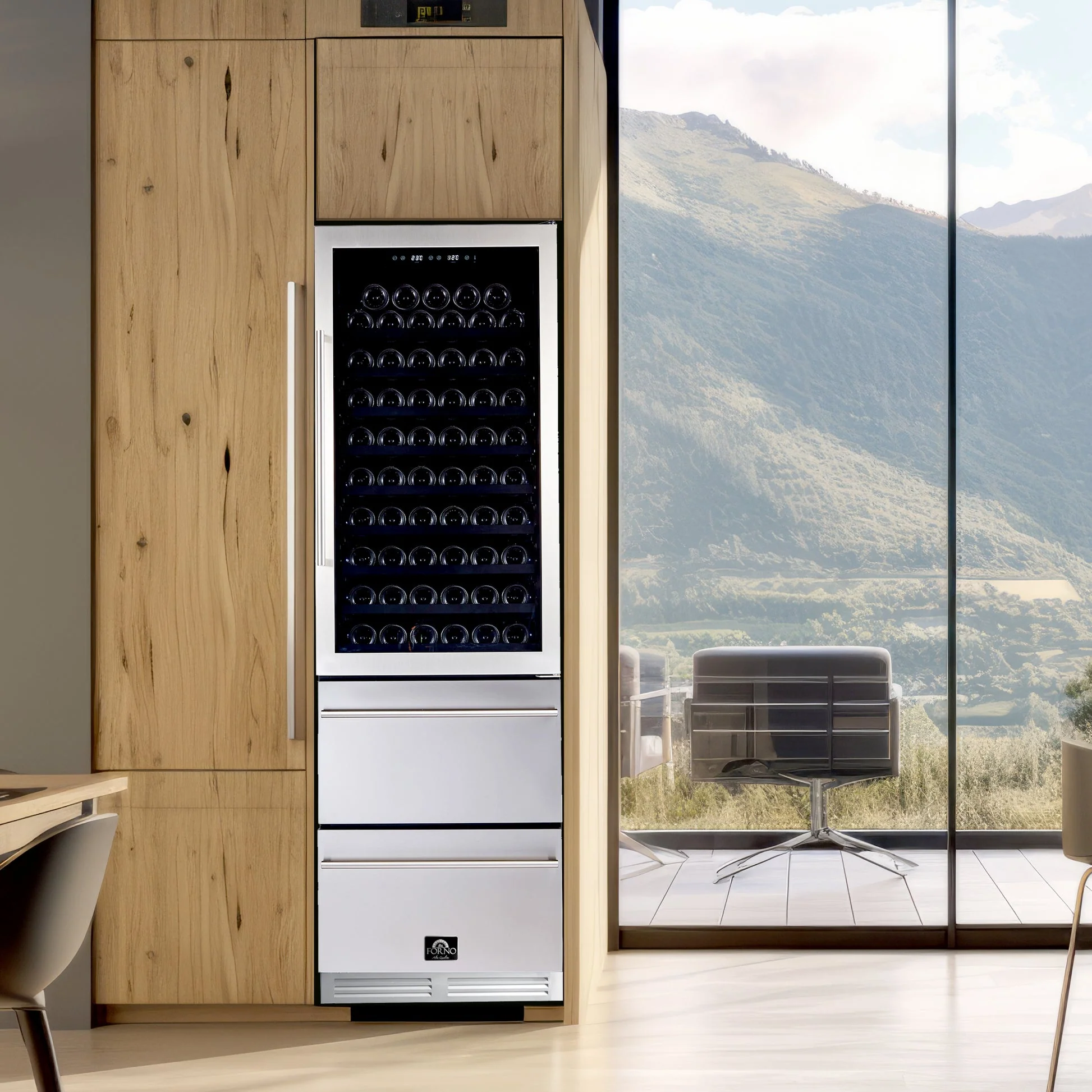 Forno Azienda 24-Inch Dual Temperature Zone Wine Cooler, Up to 108 Bottles, Two Refrigerated Drawers - Image 6