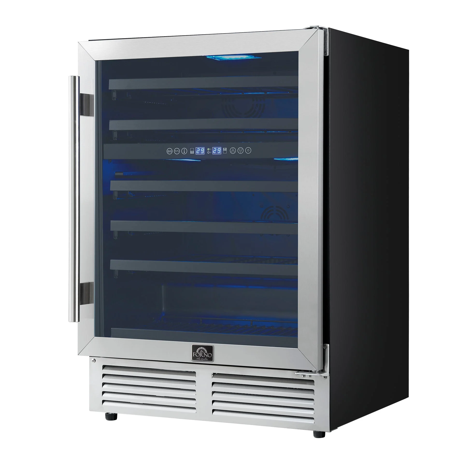 Forno Bacchino 24" Wine Cooler – Stainless Steel, 51 Bottle Capacity, Triple Glass Door, LED Lighting & Built-In/Freestanding - Image 2
