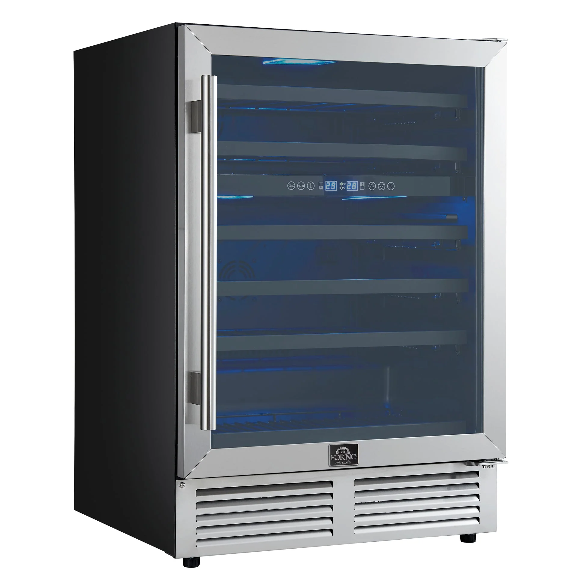 Forno Bacchino 24" Wine Cooler – Stainless Steel, 51 Bottle Capacity, Triple Glass Door, LED Lighting & Built-In/Freestanding - Image 3