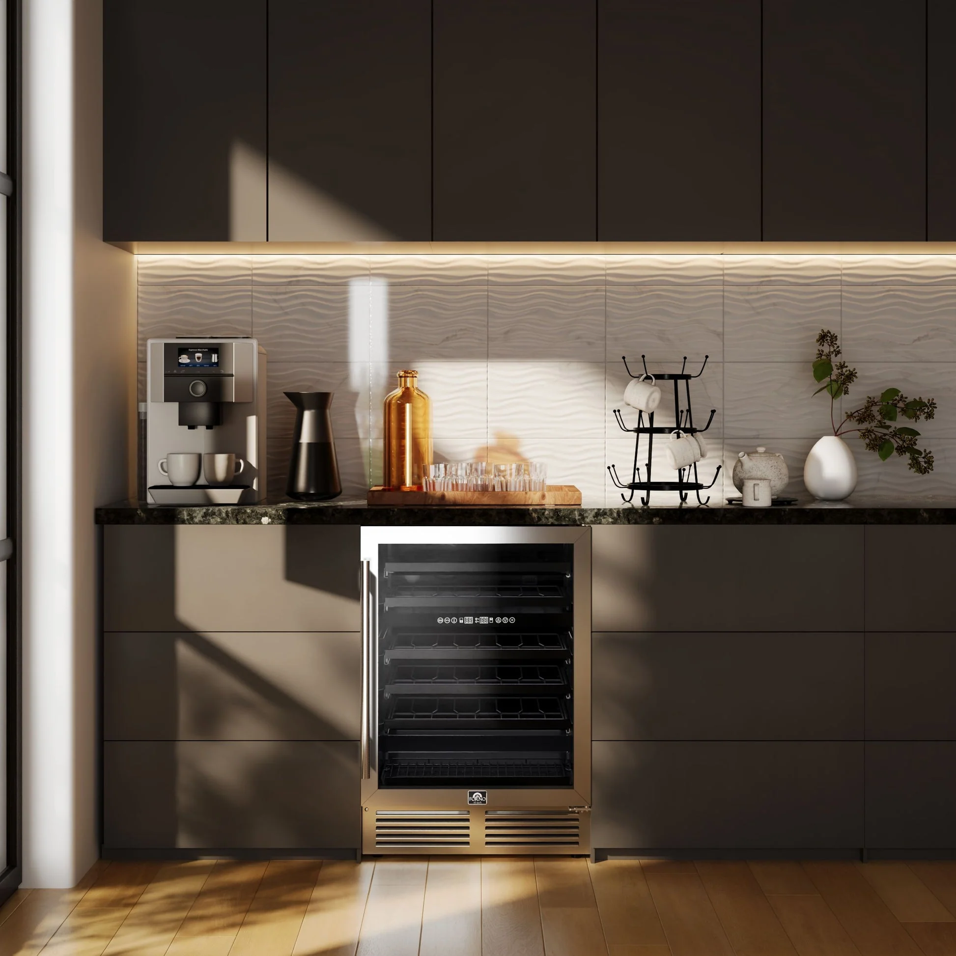 Forno Bacchino 24" Wine Cooler – Stainless Steel, 51 Bottle Capacity, Triple Glass Door, LED Lighting & Built-In/Freestanding - Image 6