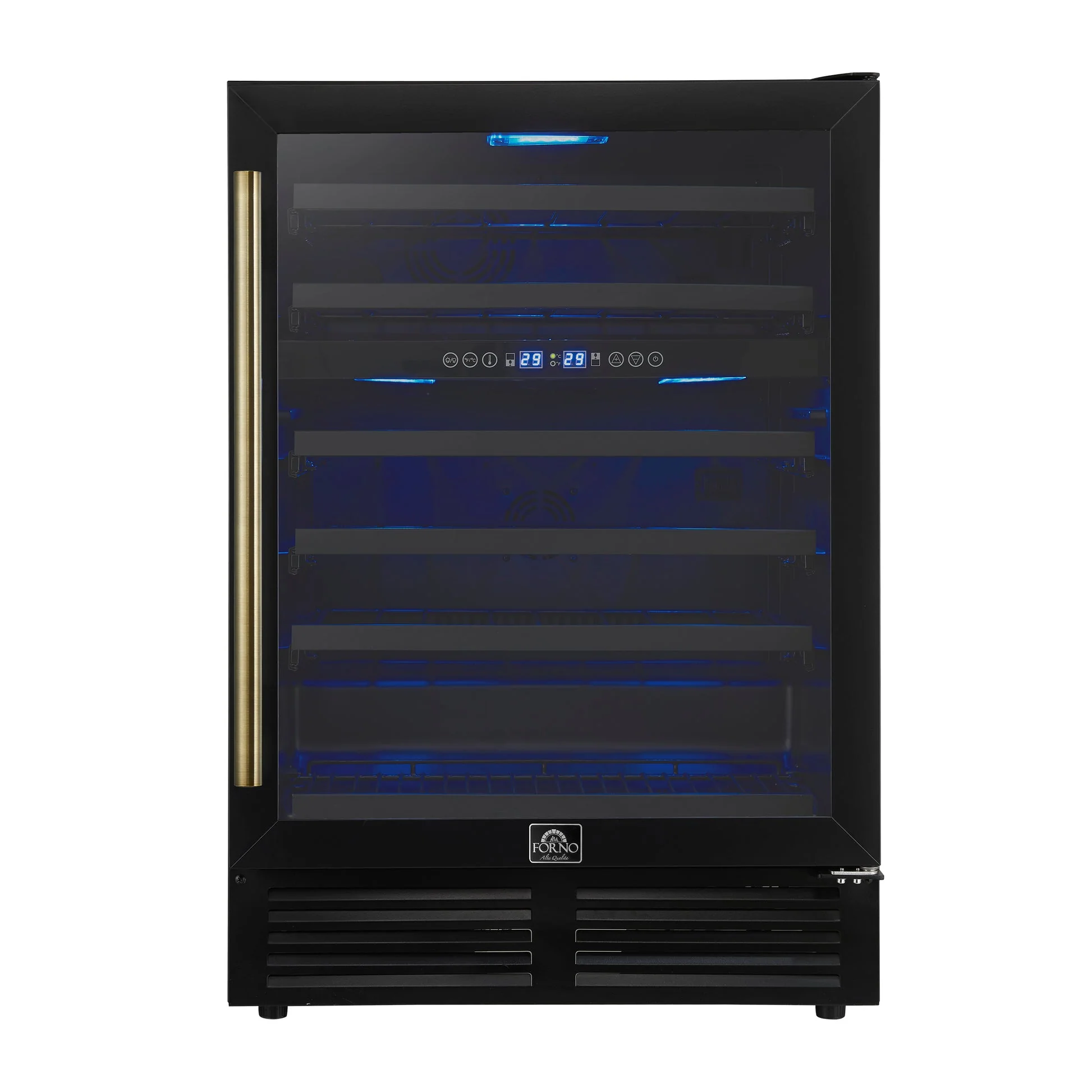 Forno Bacchino 24" Wine Cooler – 51 Bottle, Dual Zone, LED Lighting, Triple Glass Door, Built-In/Freestanding