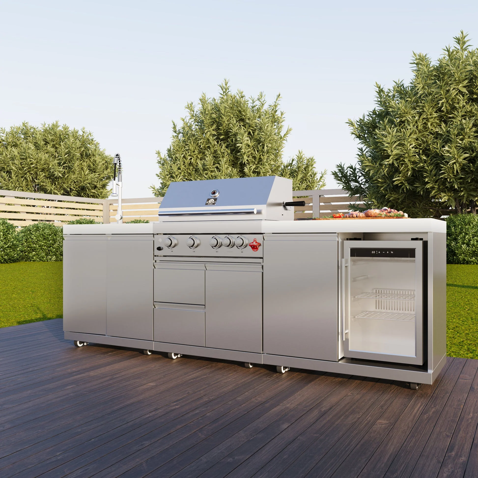 Forno Bulnes 30-Inch BBQ, 60,000 BTU, 3 Burners with Sear & Rotisserie Infrared Burners - Image 4