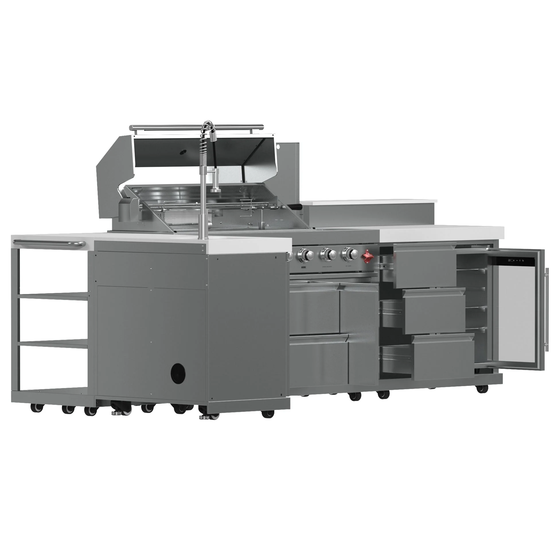 Forno Bulnes 40" BBQ Outdoor Kitchen – 95,000 BTU, 5 Burners, Infrared Sear & Rotisserie, Beverage Center & White Sintered Stone Countertops - Image 6