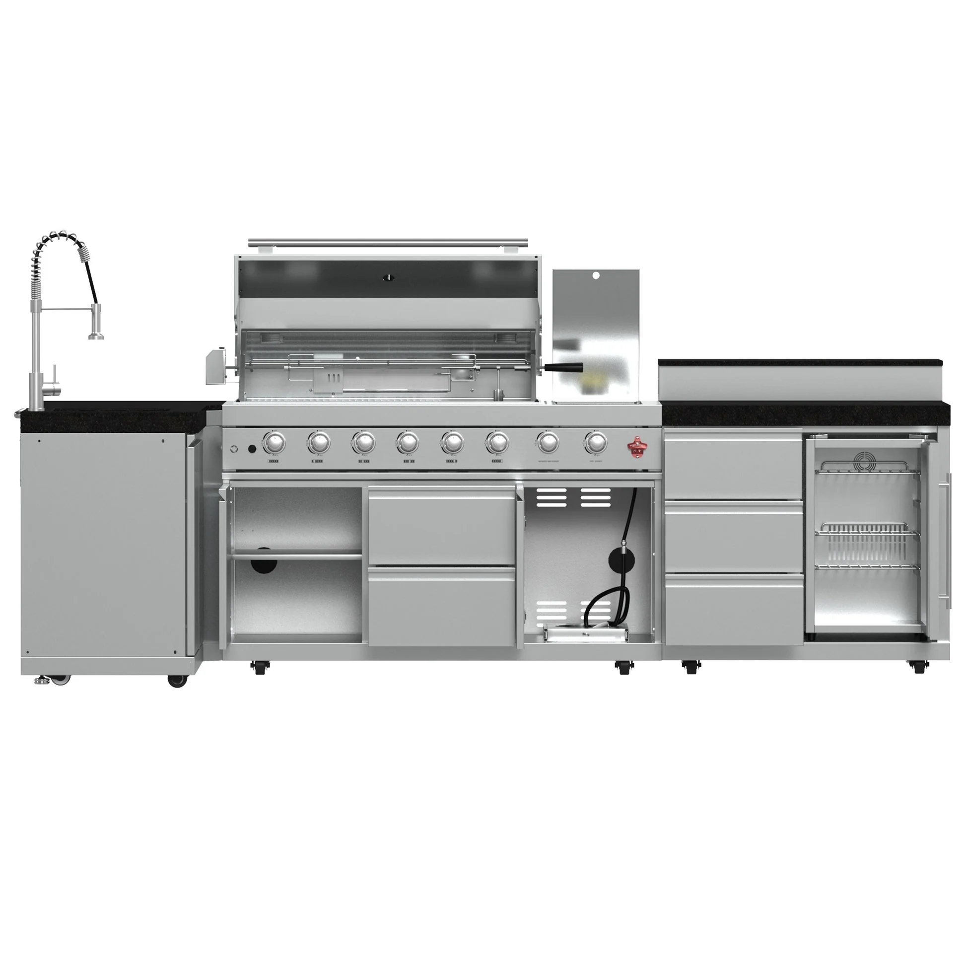 Forno Bulnes 40" BBQ Outdoor Kitchen – 95,000 BTU, 5 Burners, Infrared Sear & Rotisserie, Beverage Center & Black Sintered Stone Countertops